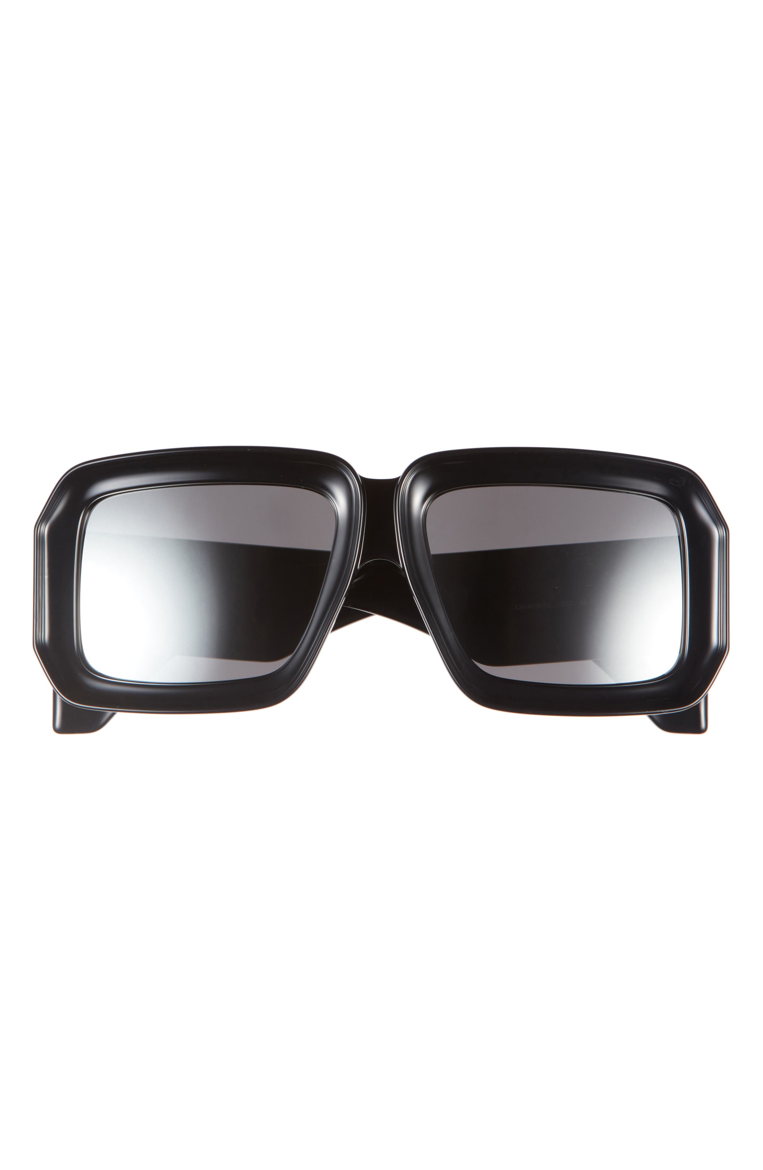 Loewe x Paula's Ibiza 56mm Mask Sunglasses in Shiny Black /Smoke Mirror at Nordstrom - 1