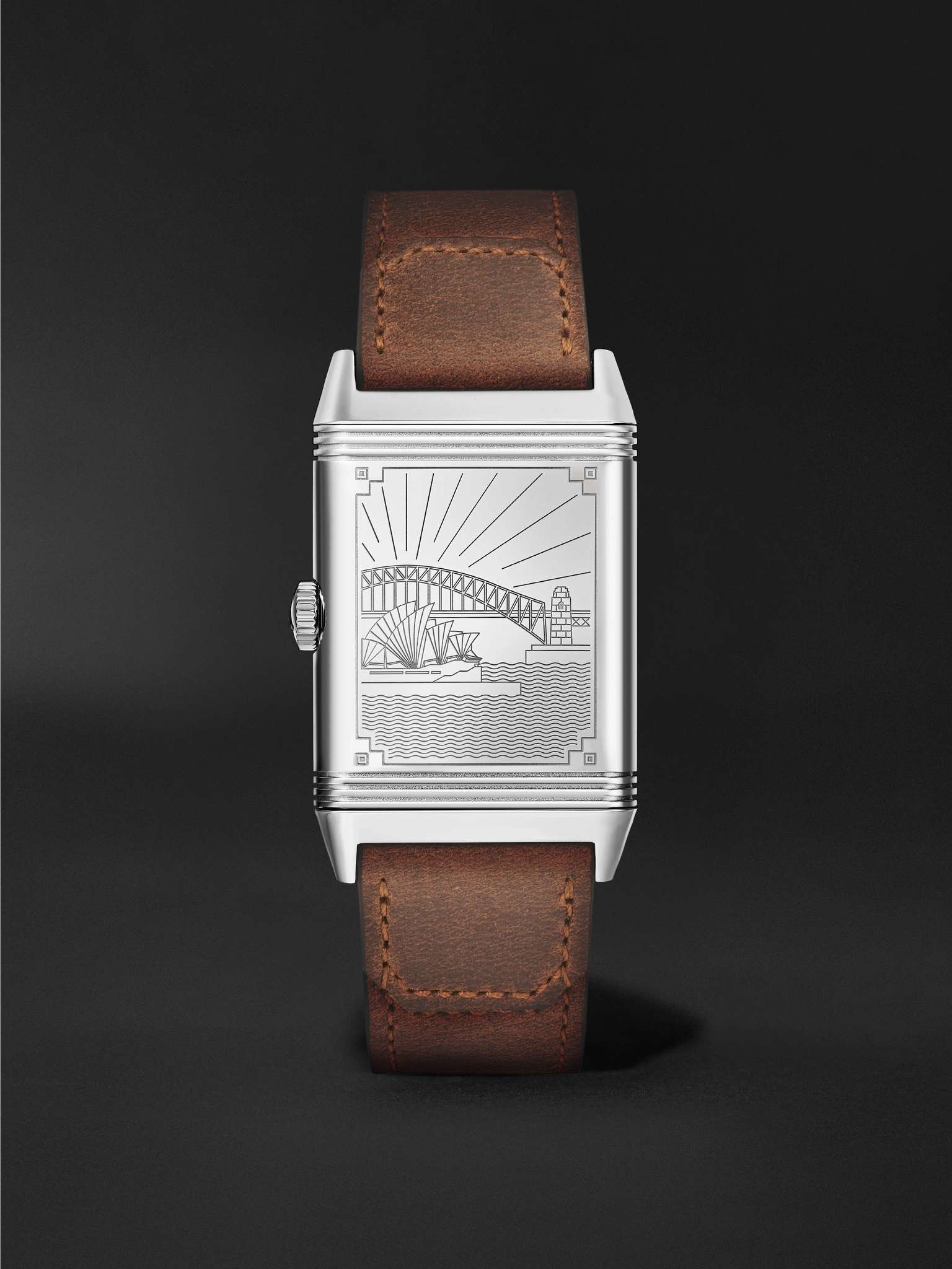 Reverso Classic Small Seconds Sydney Hand-Wound 45.6mm Stainless Steel and Leather Watch, Ref No. JL - 1