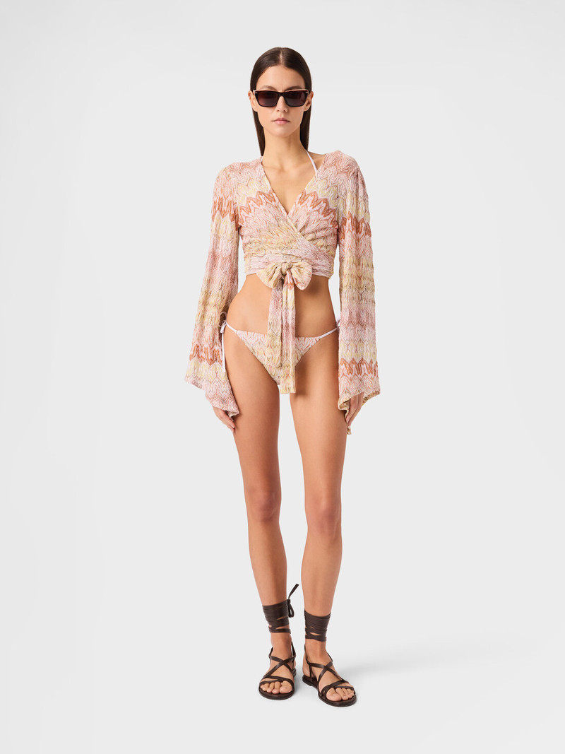 Missoni Wrap top in viscose lamé with lace motif outlook