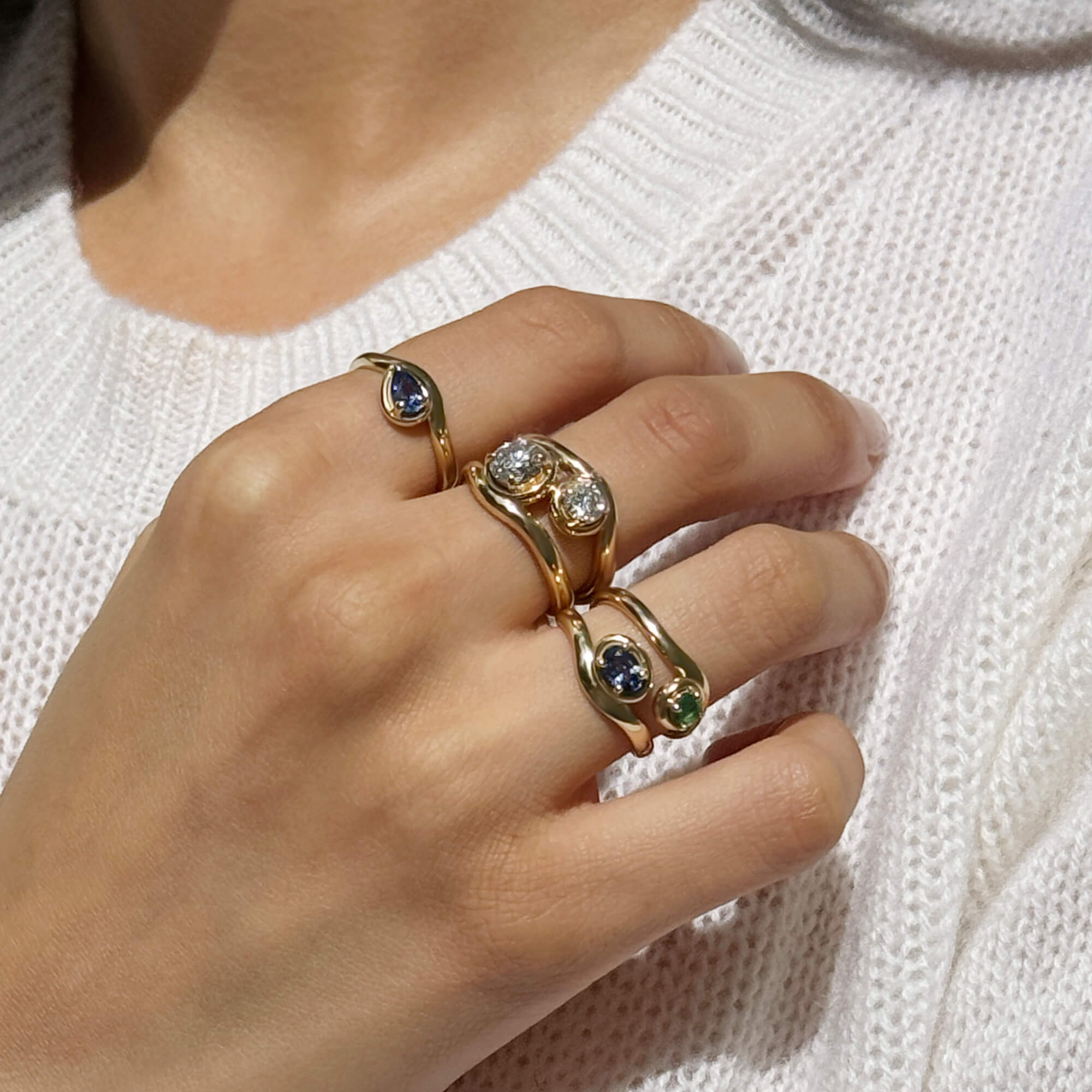 0.5CTW LAB-Created Diamond Bonbon Merge Ring - 13