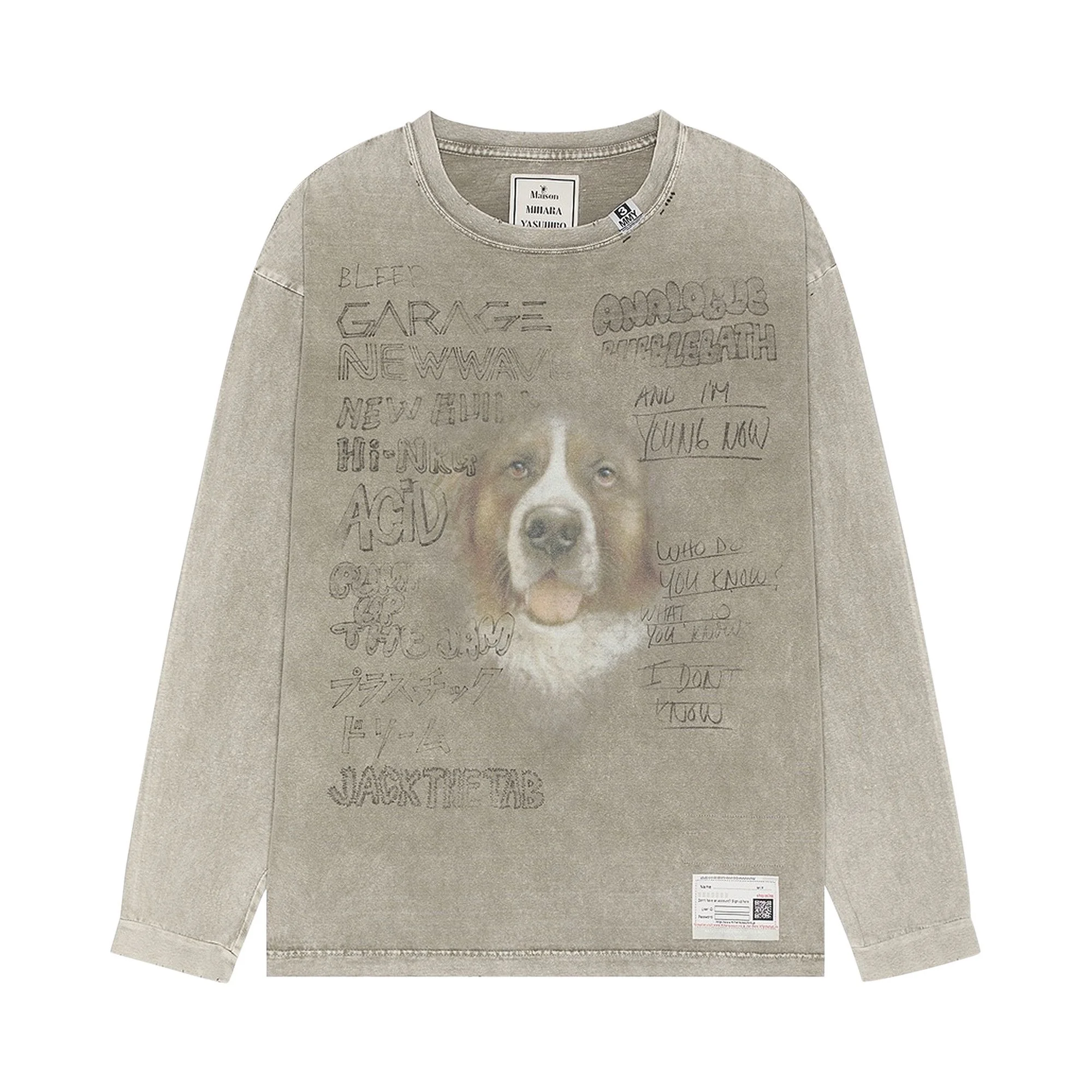 Maison Mihara Yasuhiro Bleached Long-Sleeve T-Shirt 'Beige' - 1