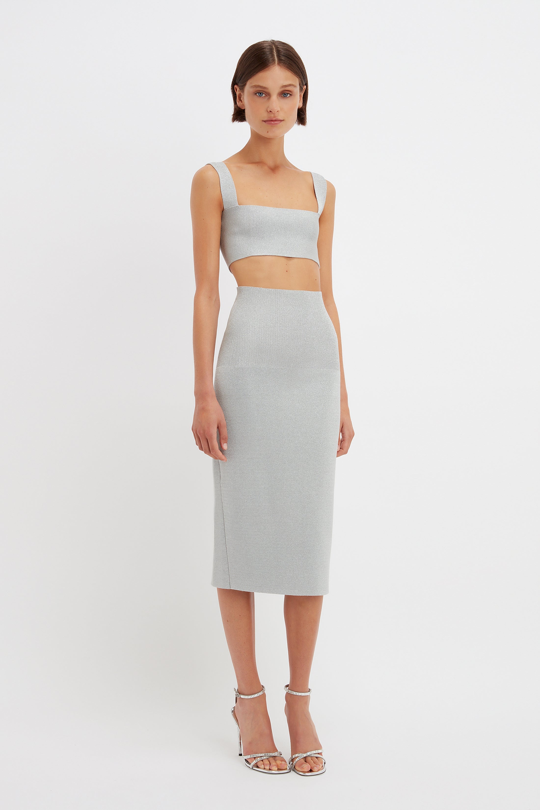 VB Body Strap Bandeau Top in Silver - 4
