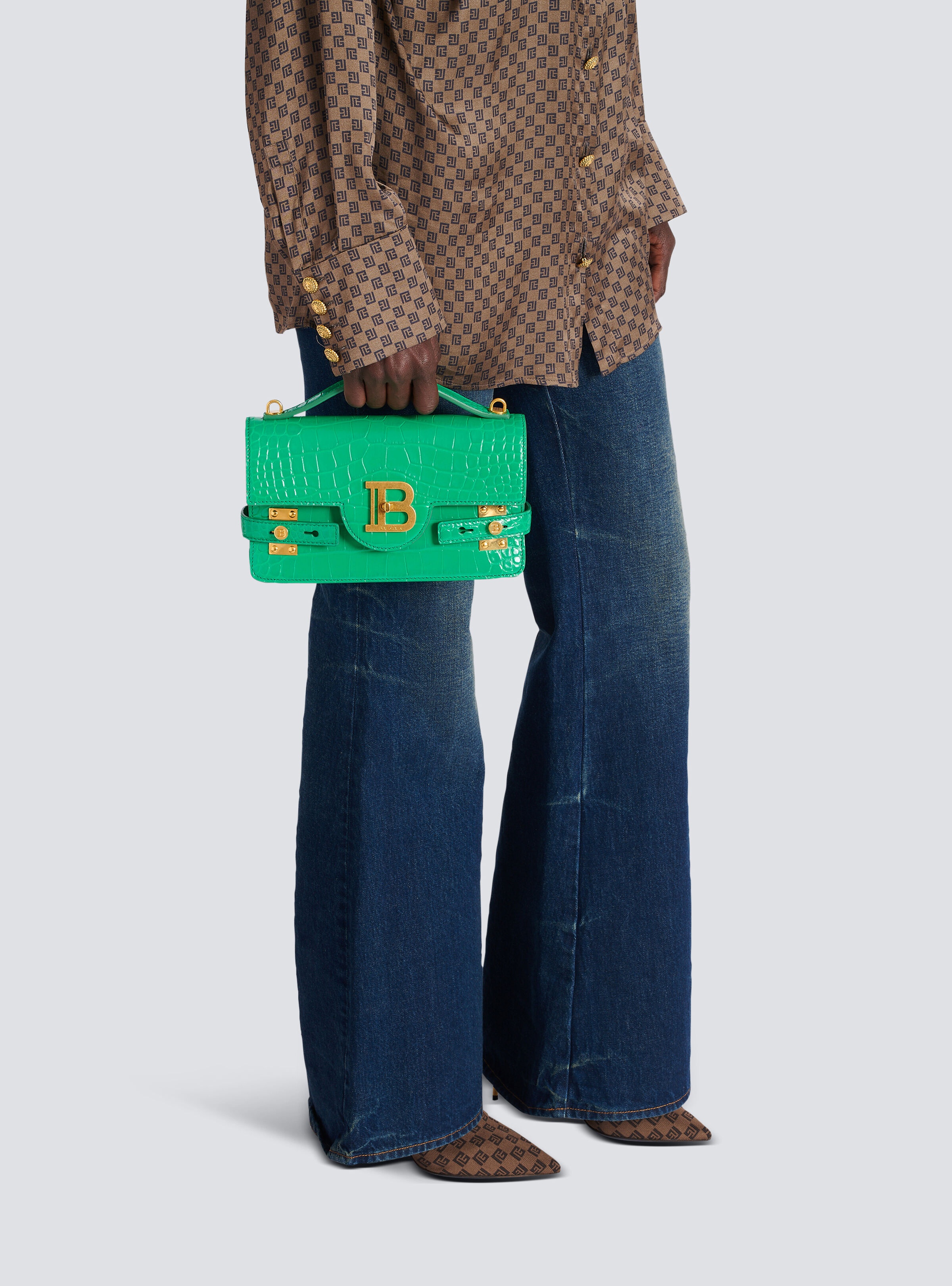 B-Buzz Shoulder 24 bag in crocodile-print leather - 9