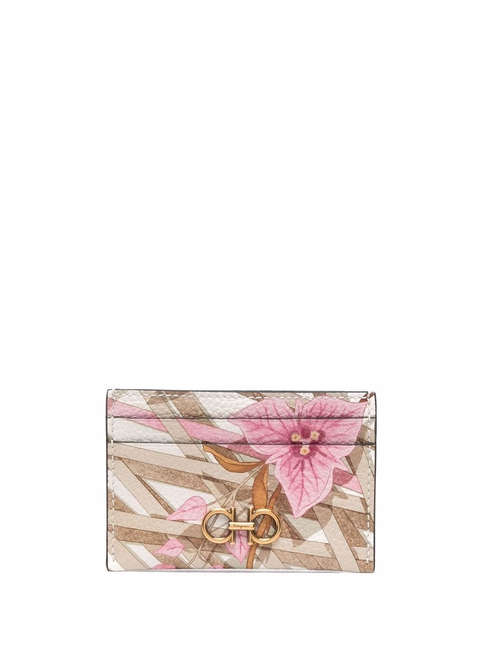 Gancini floral-print cardholder - 1