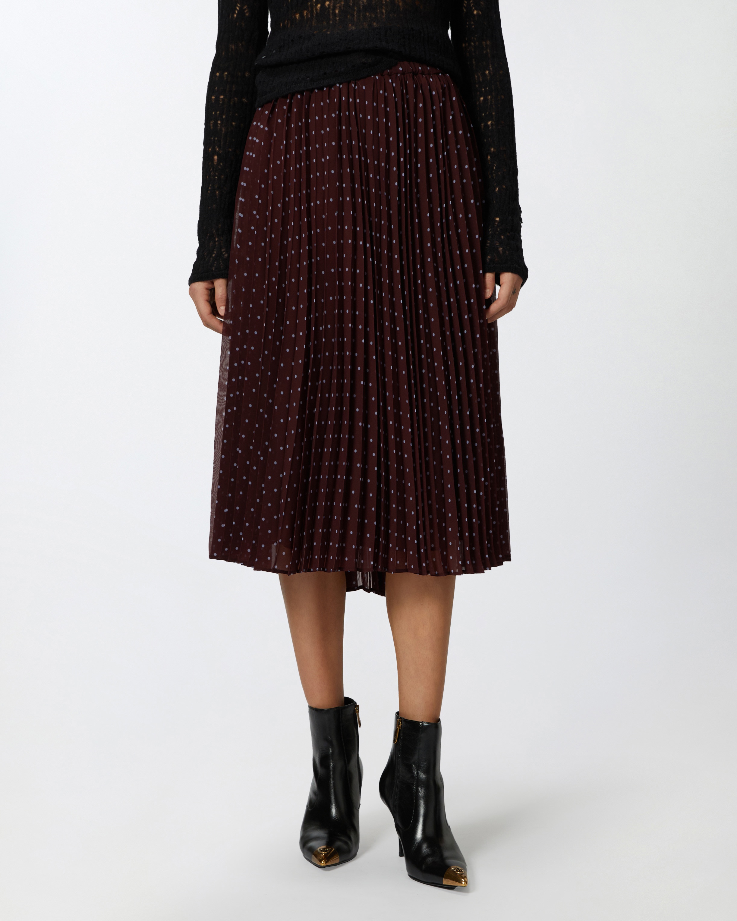 POLKA DOT-PRINT CHIFFON MIDI SKIRT - 3