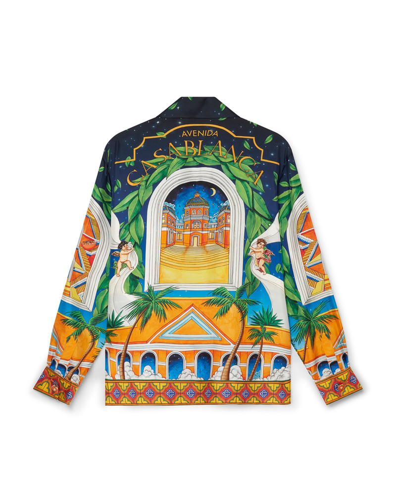 CASABLANCA Maison D'Ete Cuban Collar Silk Shirt outlook