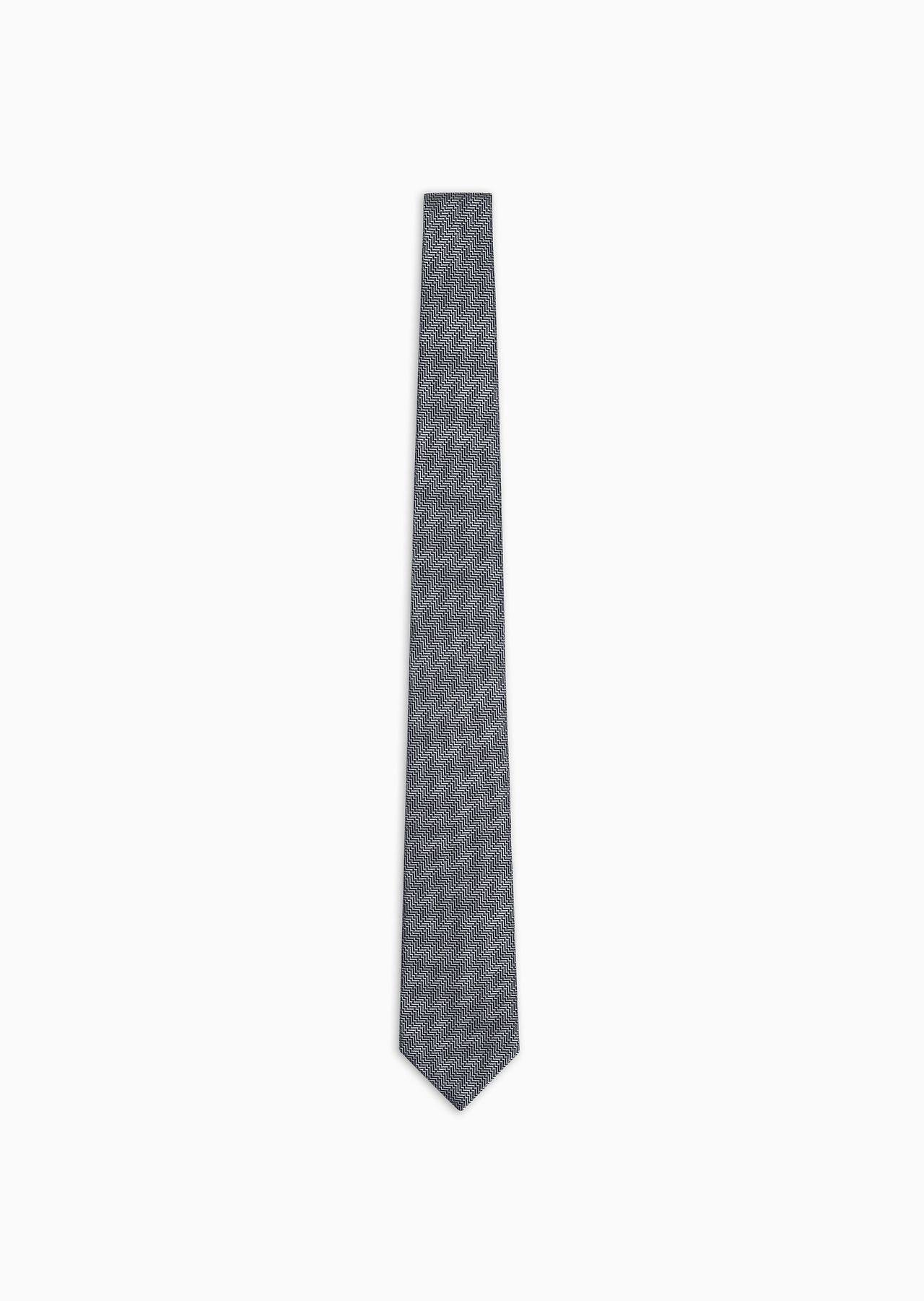 Pure silk tie with jacquard op-art motif - 1