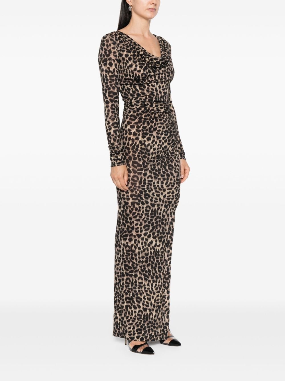 animalier-print vented maxi dress - 3