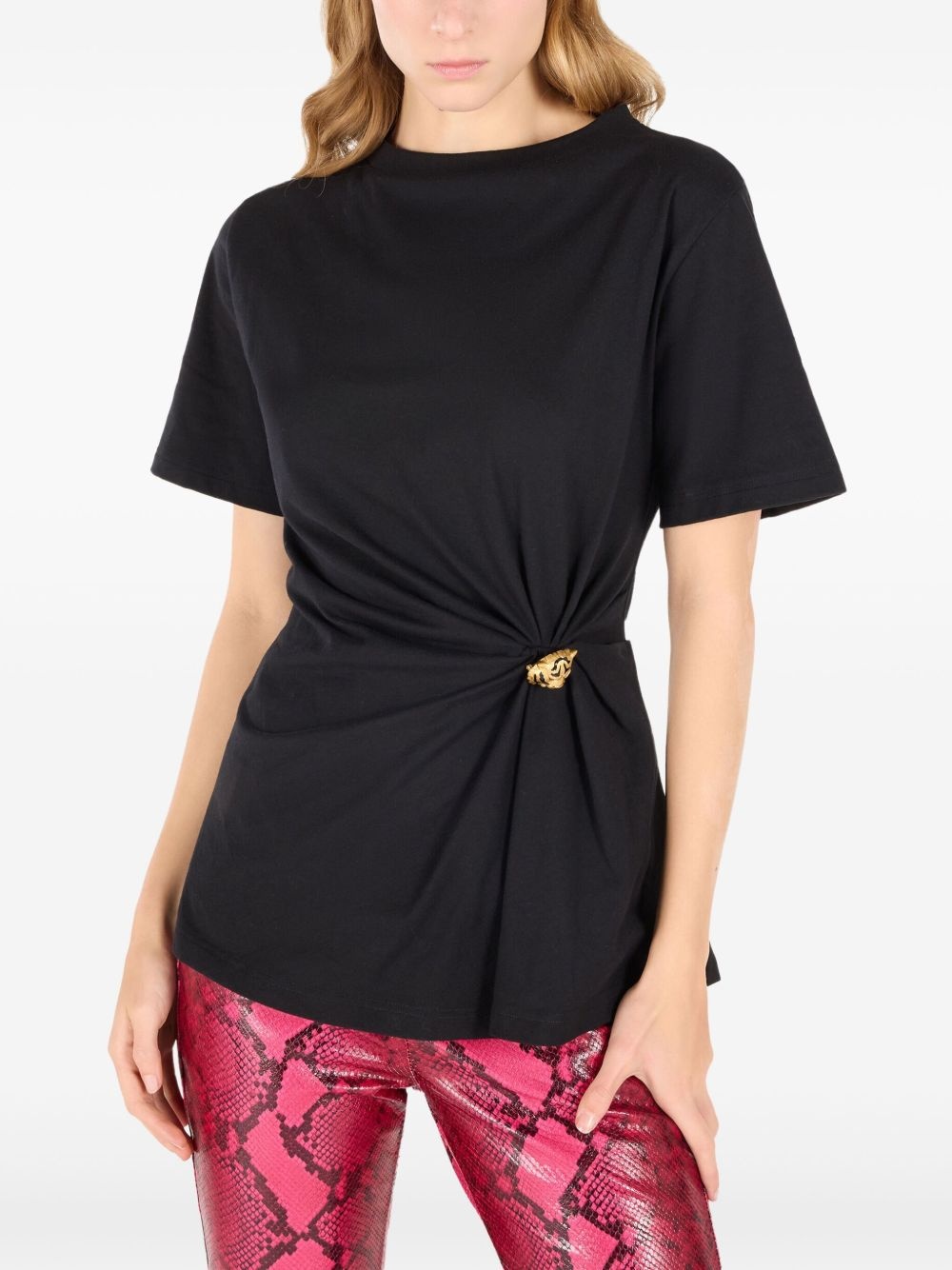 tiger head-brooch T-shirt - 2