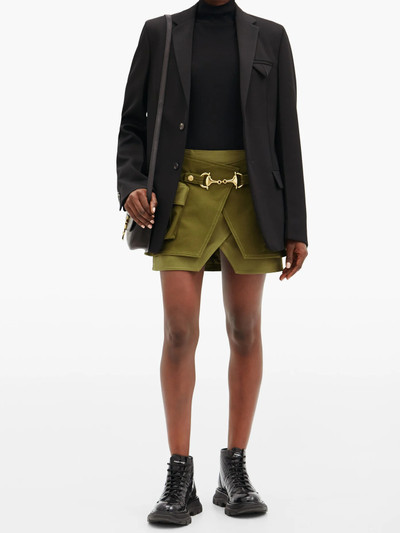 Balmain Horsebit cotton-blend and wool-panel wrap skirt outlook