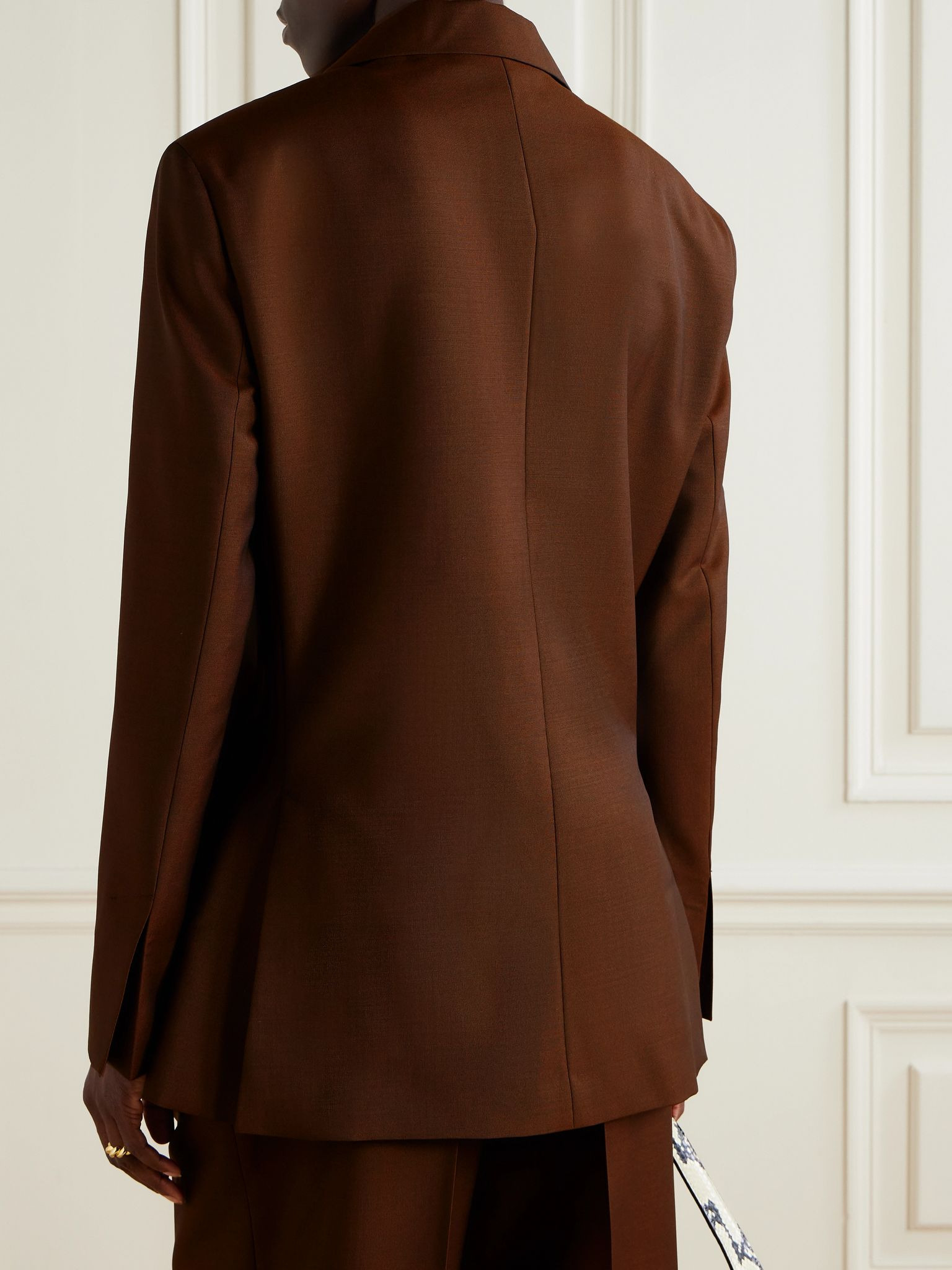 Wool and mohair-blend double-breasted blazer Brown - 3
