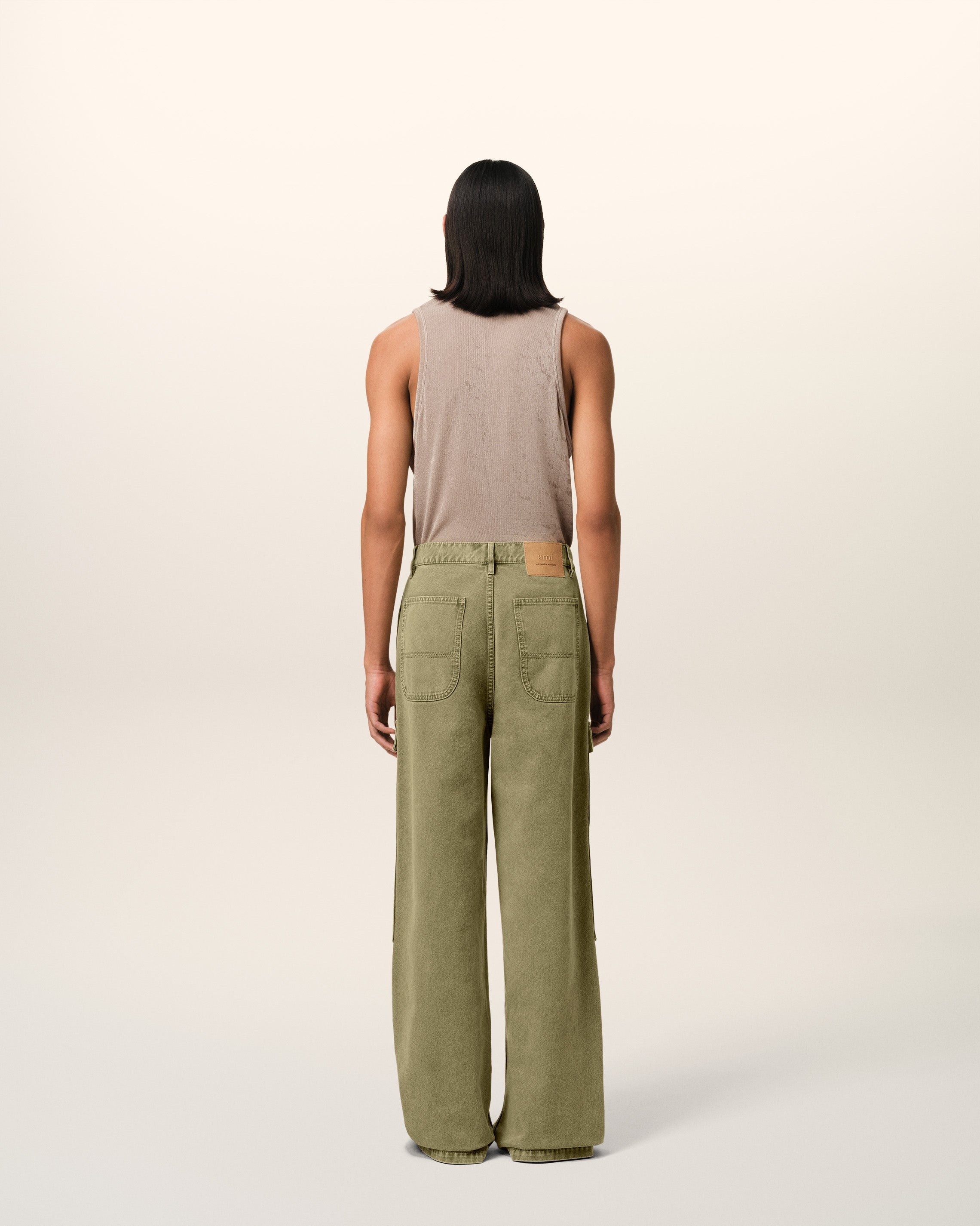 GREEN COTTON CARGO WIDE FIT JEANS - 4
