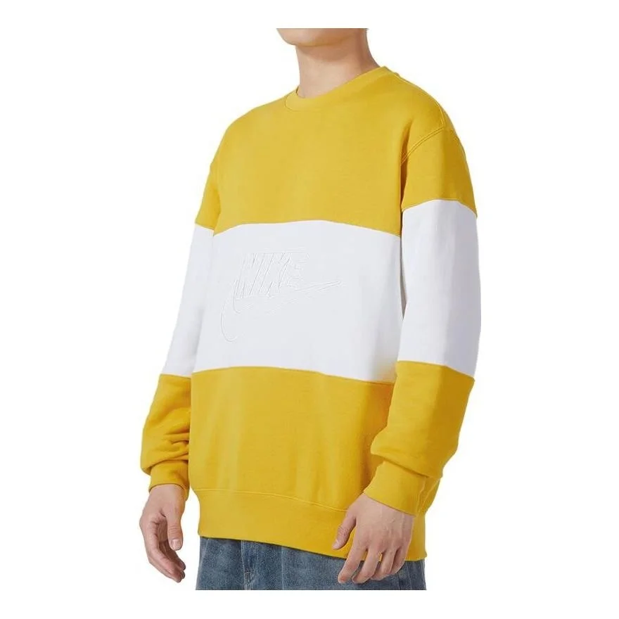 Nike Club French Terry Colour-Blocked Crew 'Vivid Sulphur' FB7849-709 - 1