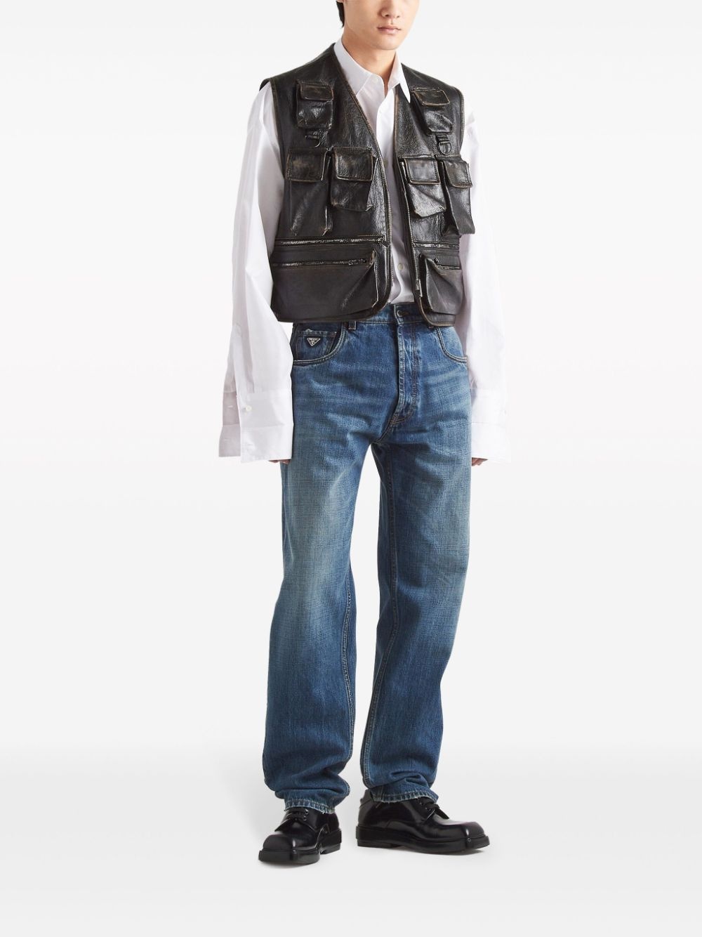 leather cargo gilet - 2