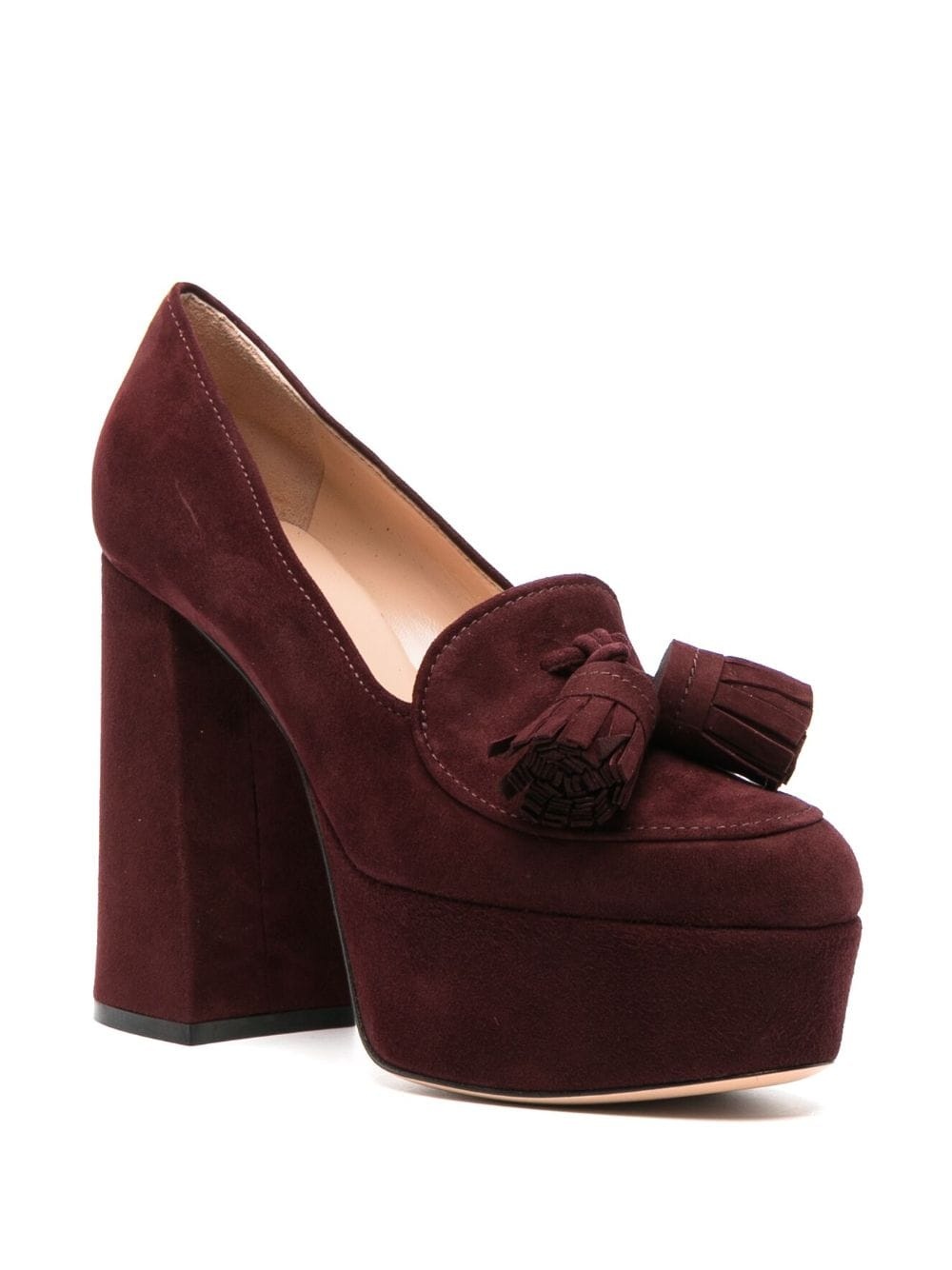 tassel-detail 125mm suede platform pumps - 2