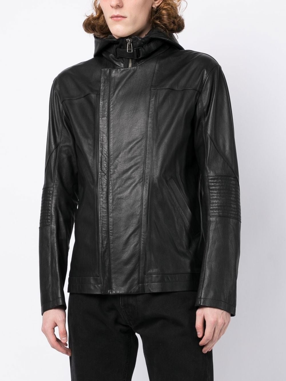 photograph-print leather jacket - 3