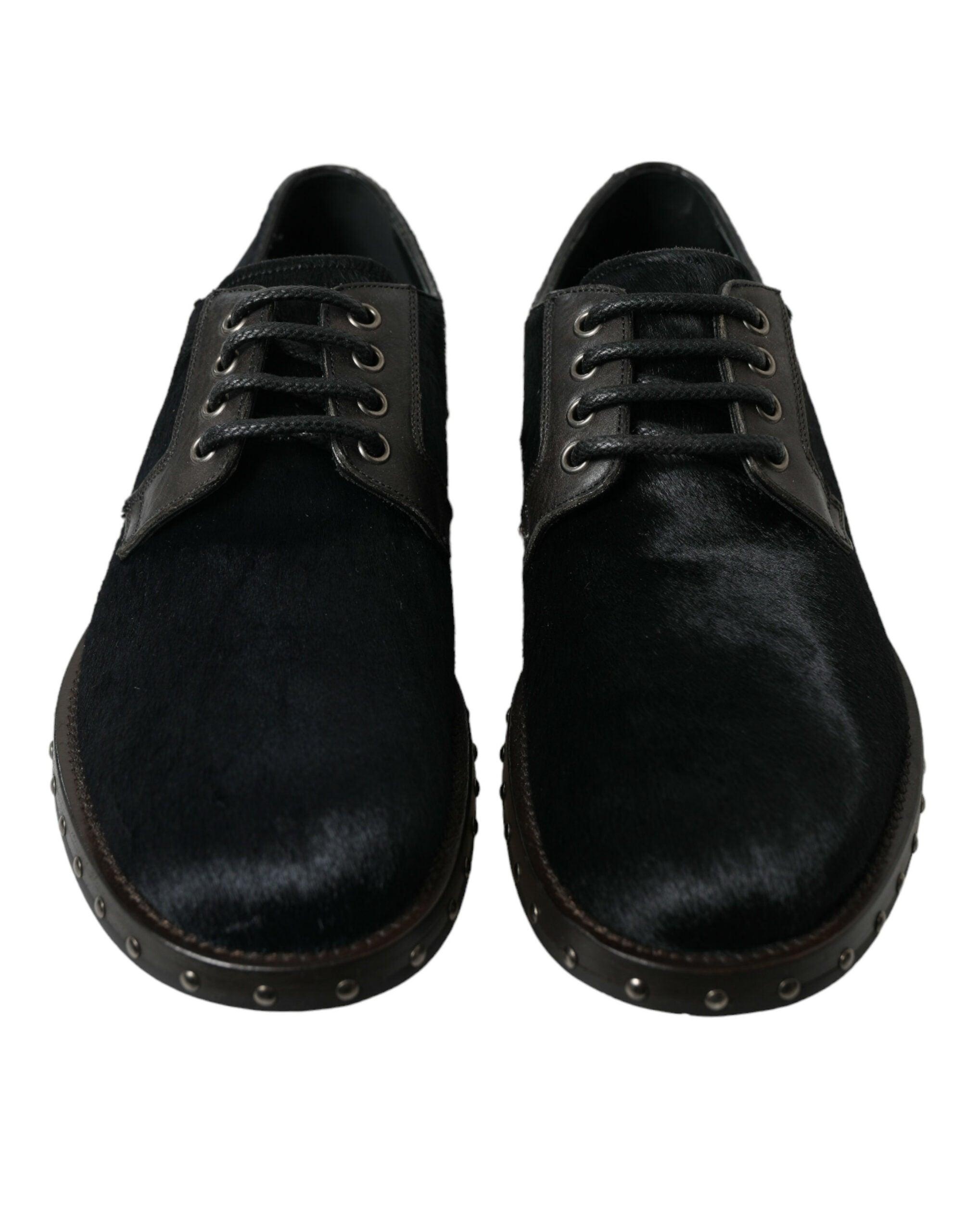 Dolce & Gabbana Black Stable Fur Derby SAN PIETRO Dress Shoes - 2