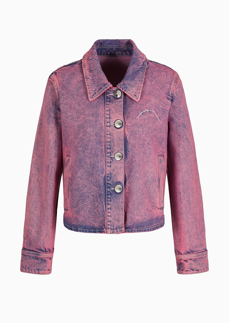 Emporio Armani Sustainability Values Capsule Collection over-dyed organic Lyocell-blend denim jacket 1