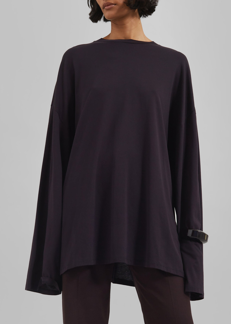 Rio Oversized Sleeve Tee - Dark Plum 4