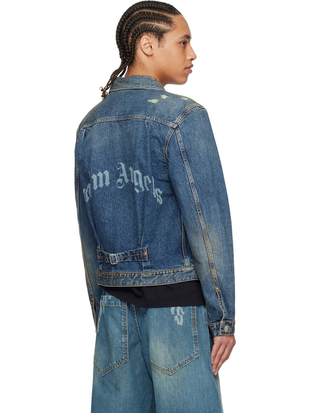 Blue Curved Logo Denim Jacket - 3