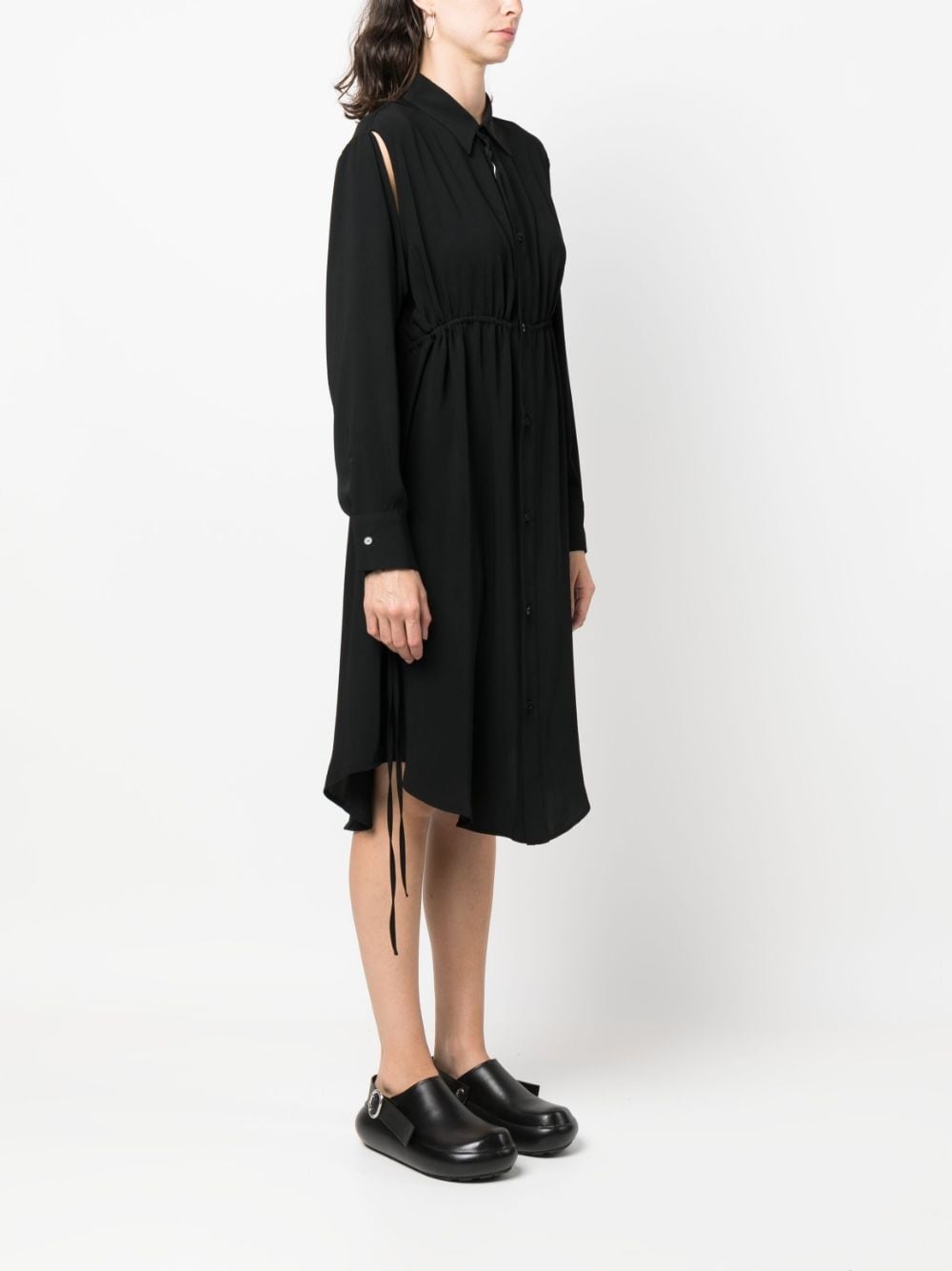 drawstring-waist shirt dress - 3