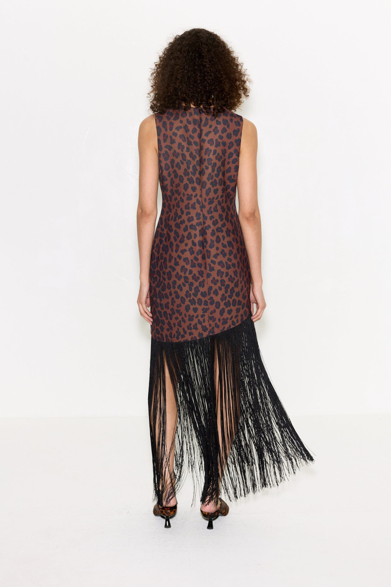 Casablanca Fringe Dress In Choco Brown Leopard 5