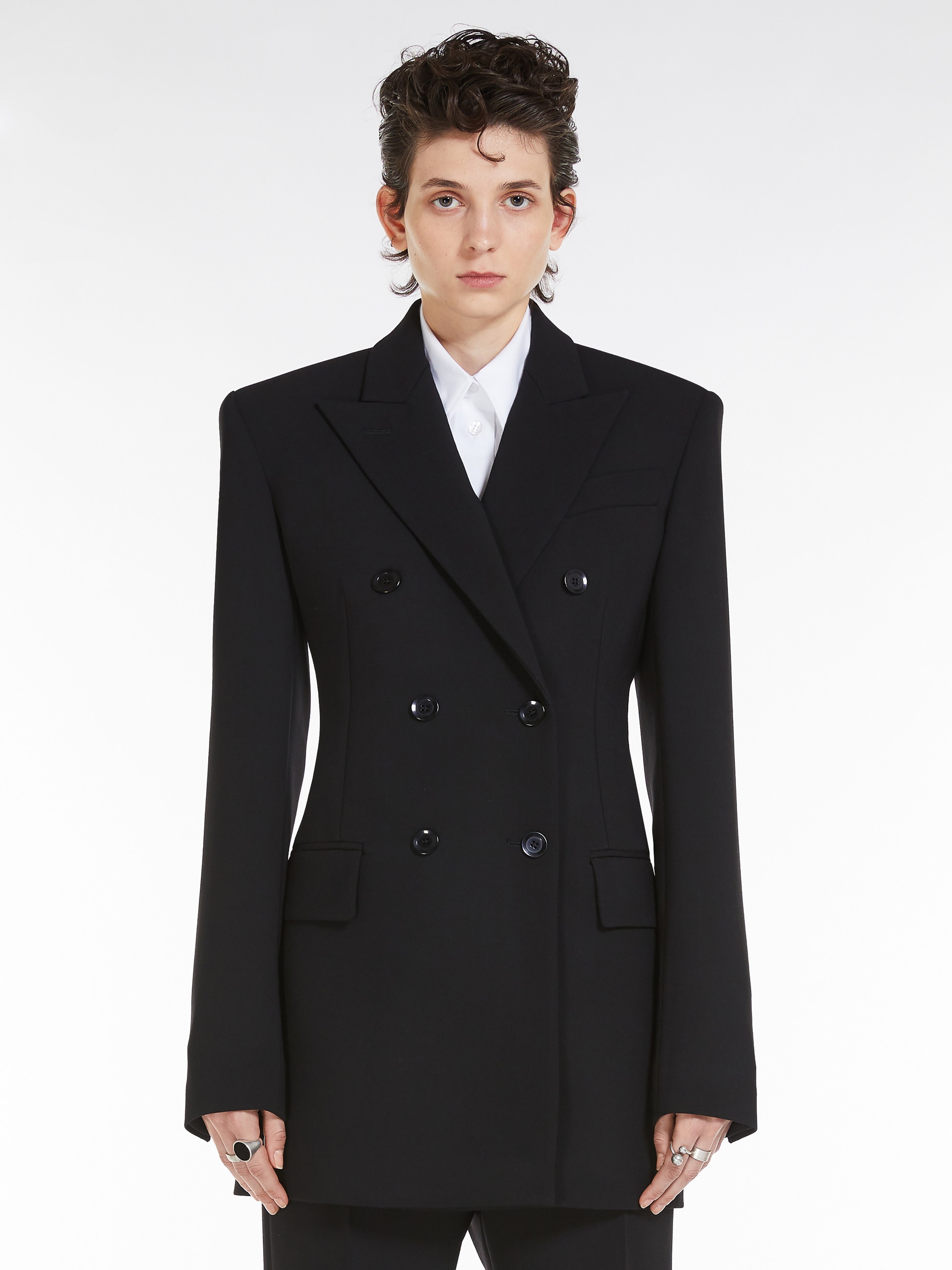 VISCHIO Double-breasted stretch wool blazer - 3