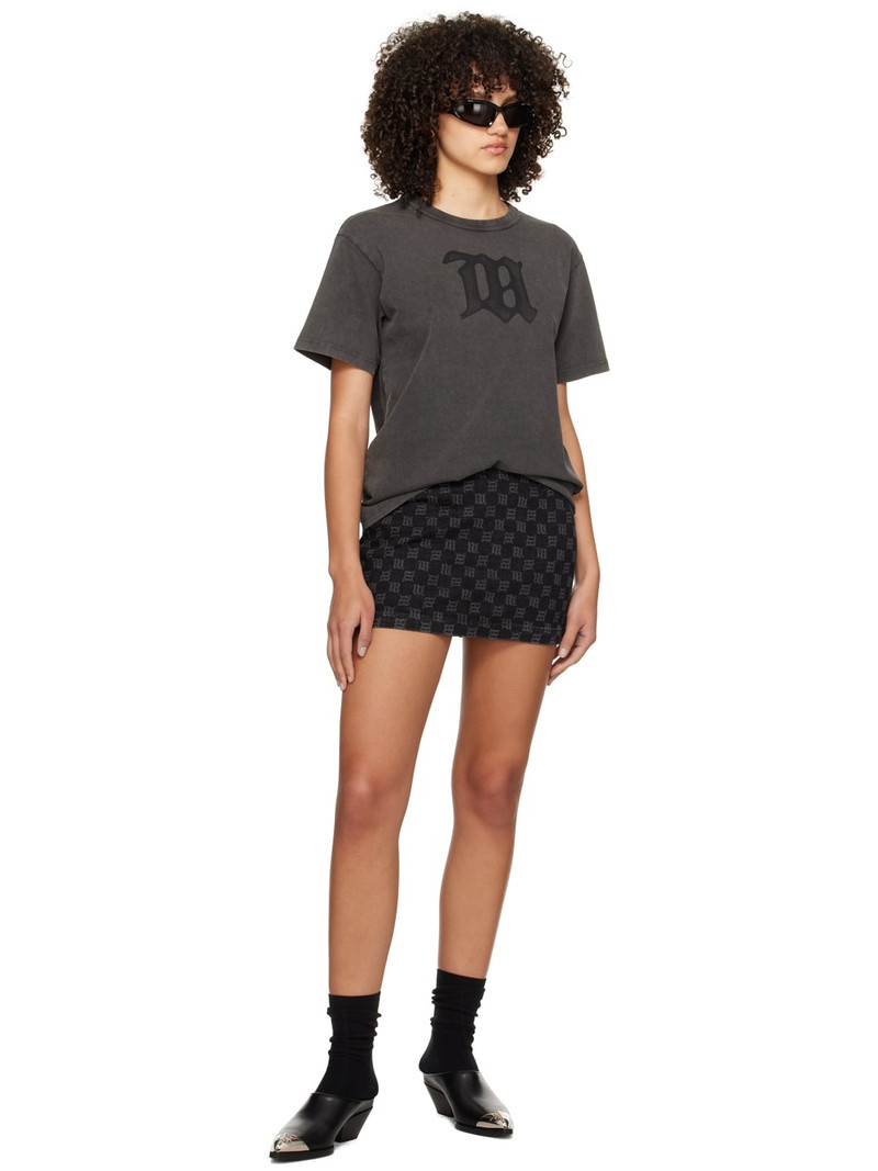 MISBHV Black Monogram Denim Miniskirt outlook