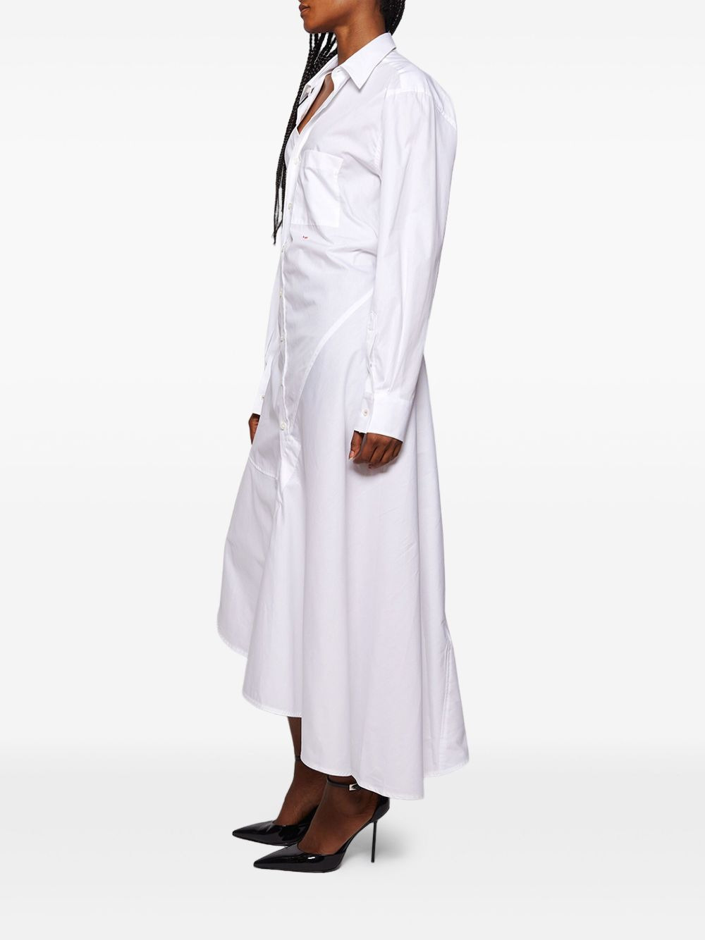 panelled asymmetrical shirt dress - 5