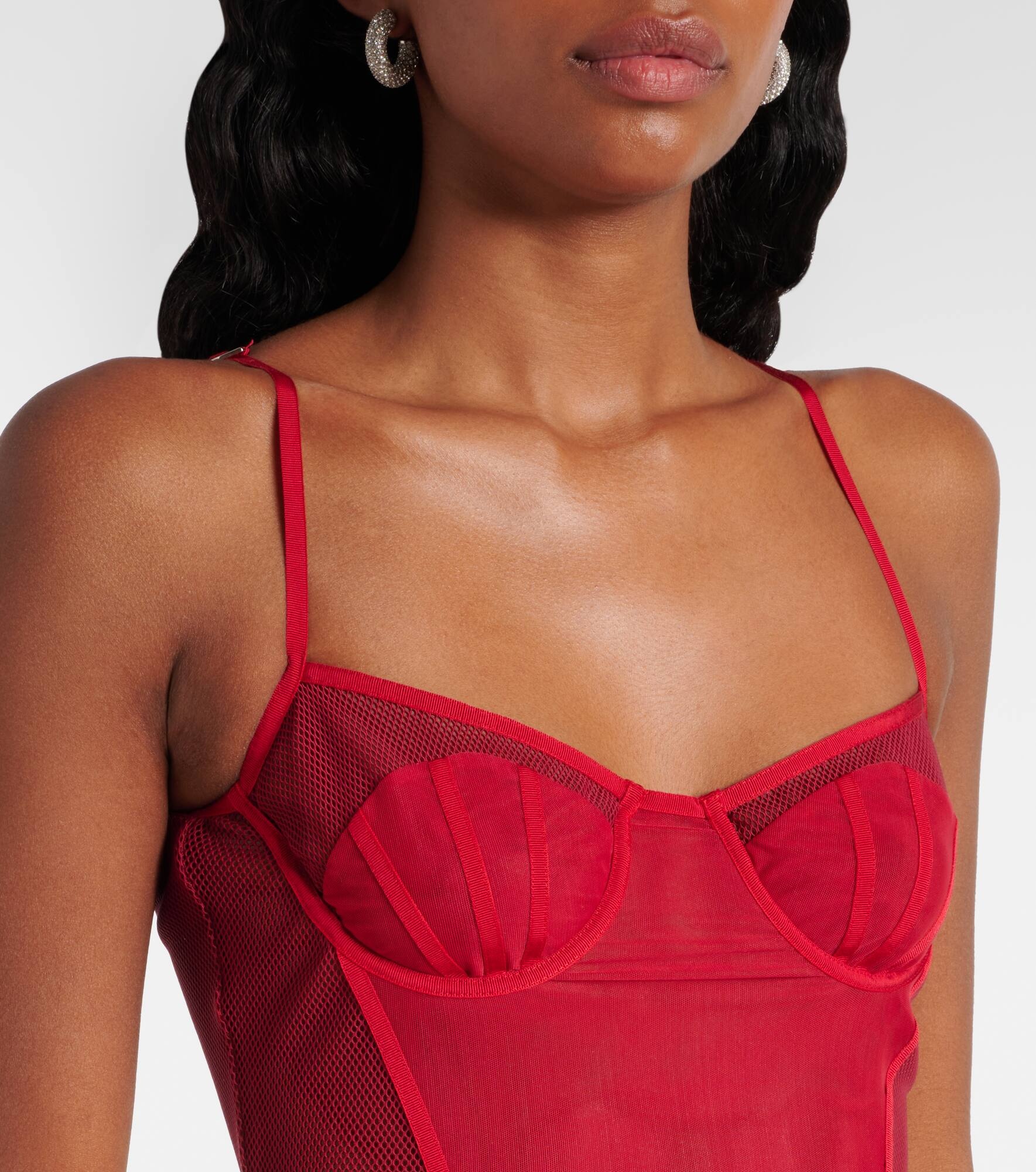 Cutout chiffon bustier dress - 4