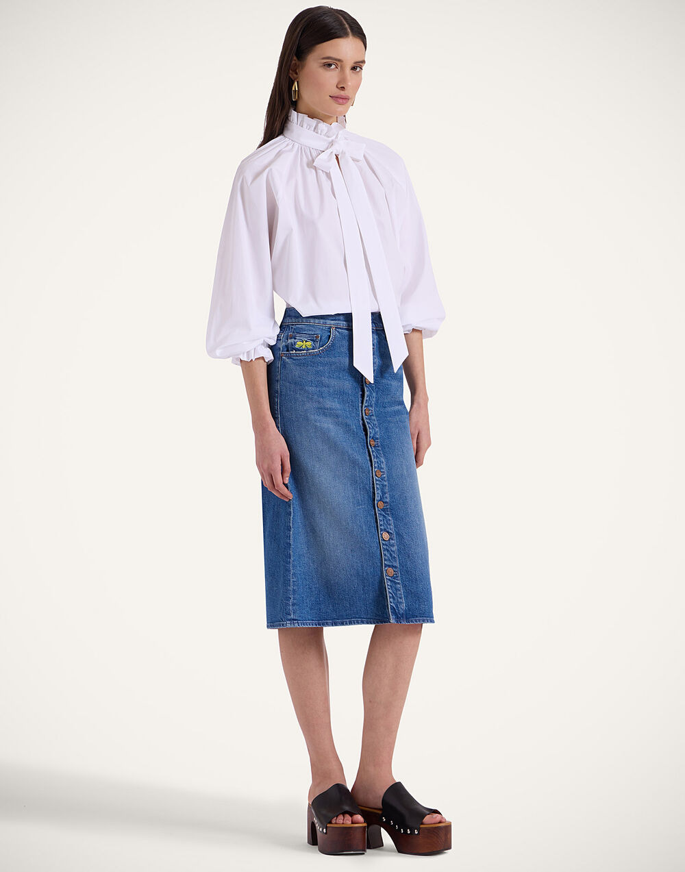 The Button Front Vagabond Midi Skirt - 8