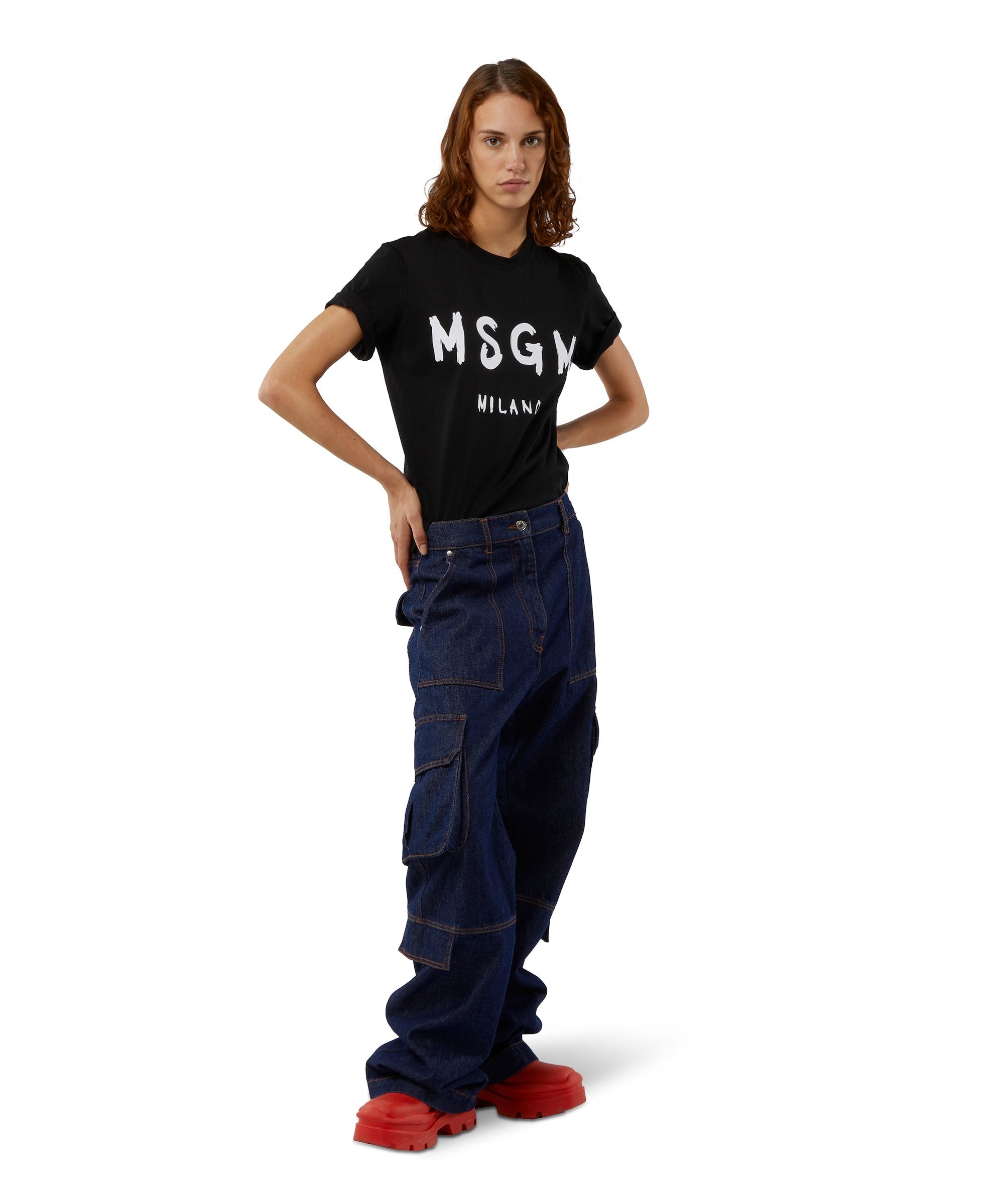 Cotton T-shirt in solid colour with logo - 5