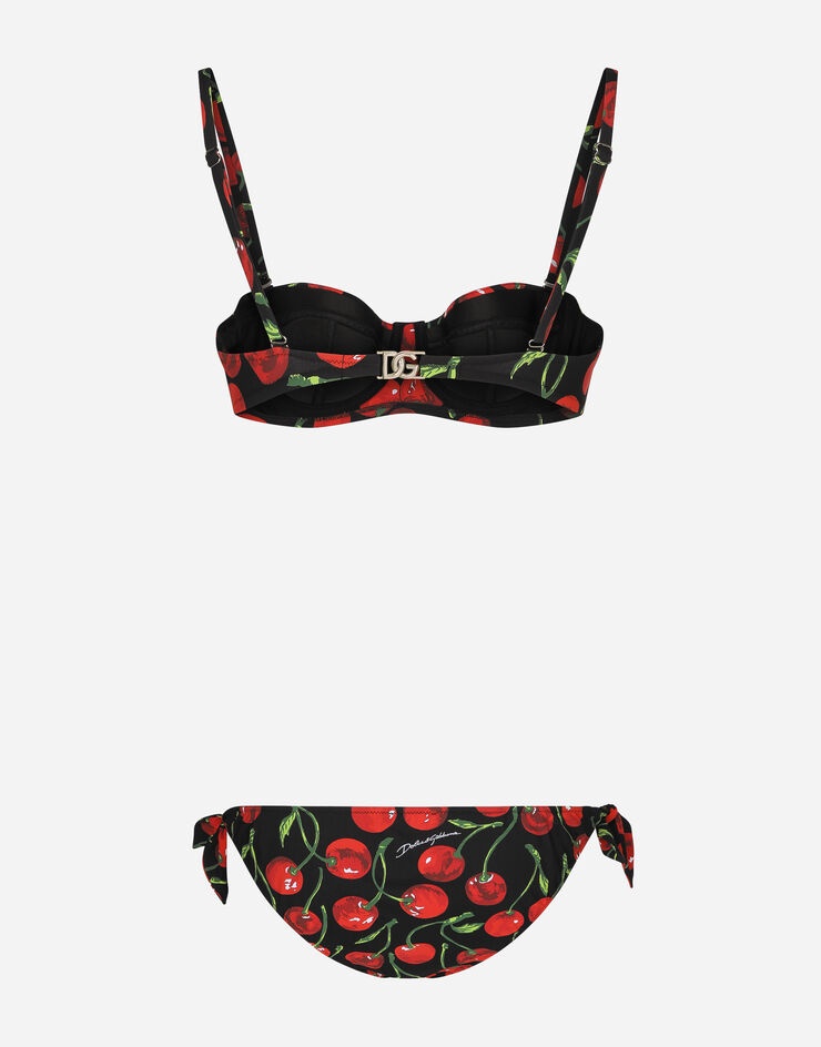 Cherry-print balconette bikini - 2