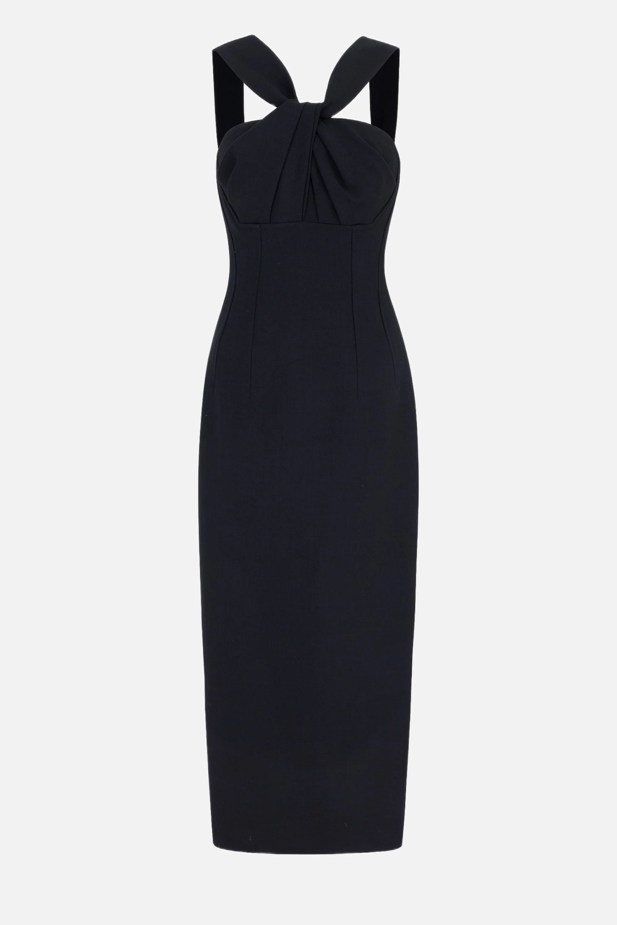 Lucciene Dress in Black Birdseye Suiting - 1