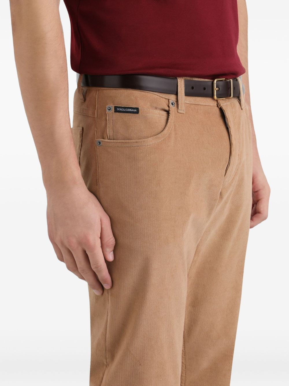 corduroy logo-plaque trousers - 4