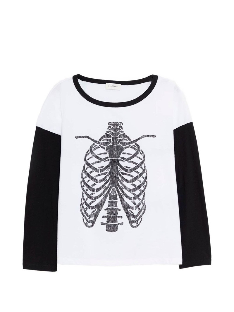 long-sleeved skeleton-print T-shirt 1
