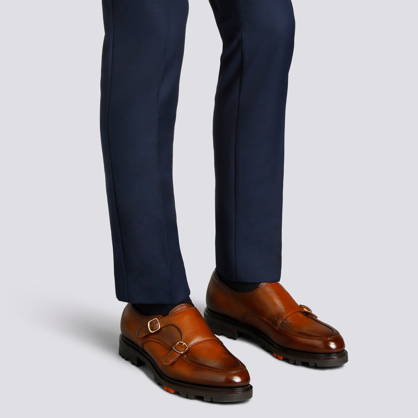 Men's brown leather double-buckle shoe - 2