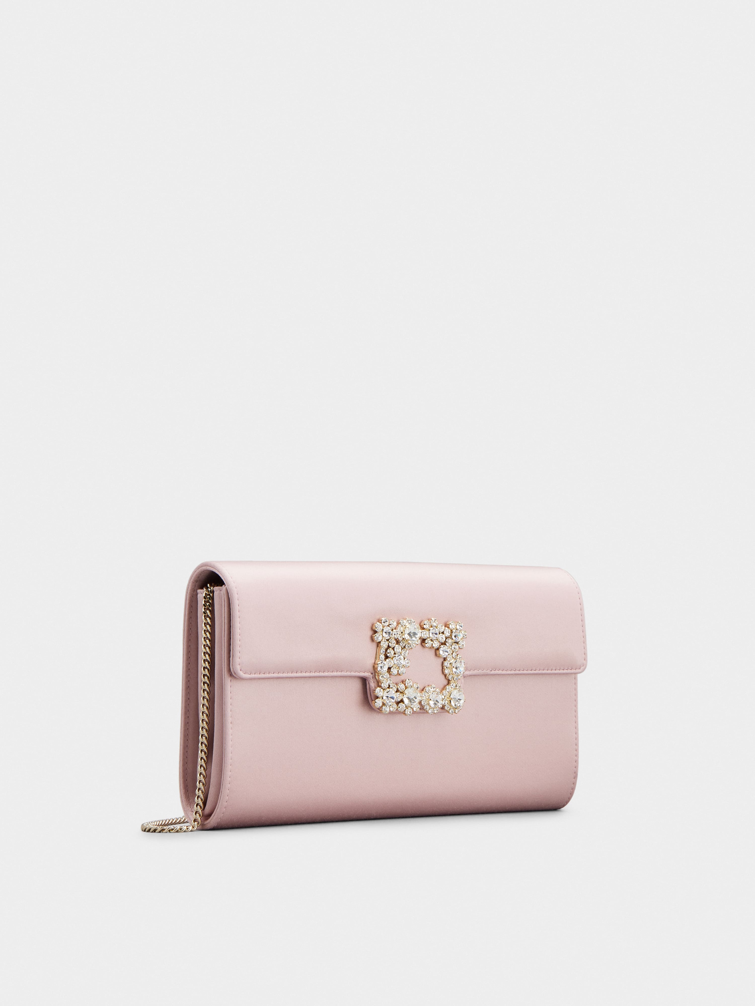 Flower Strass Buckle Clutch in Satin - 3