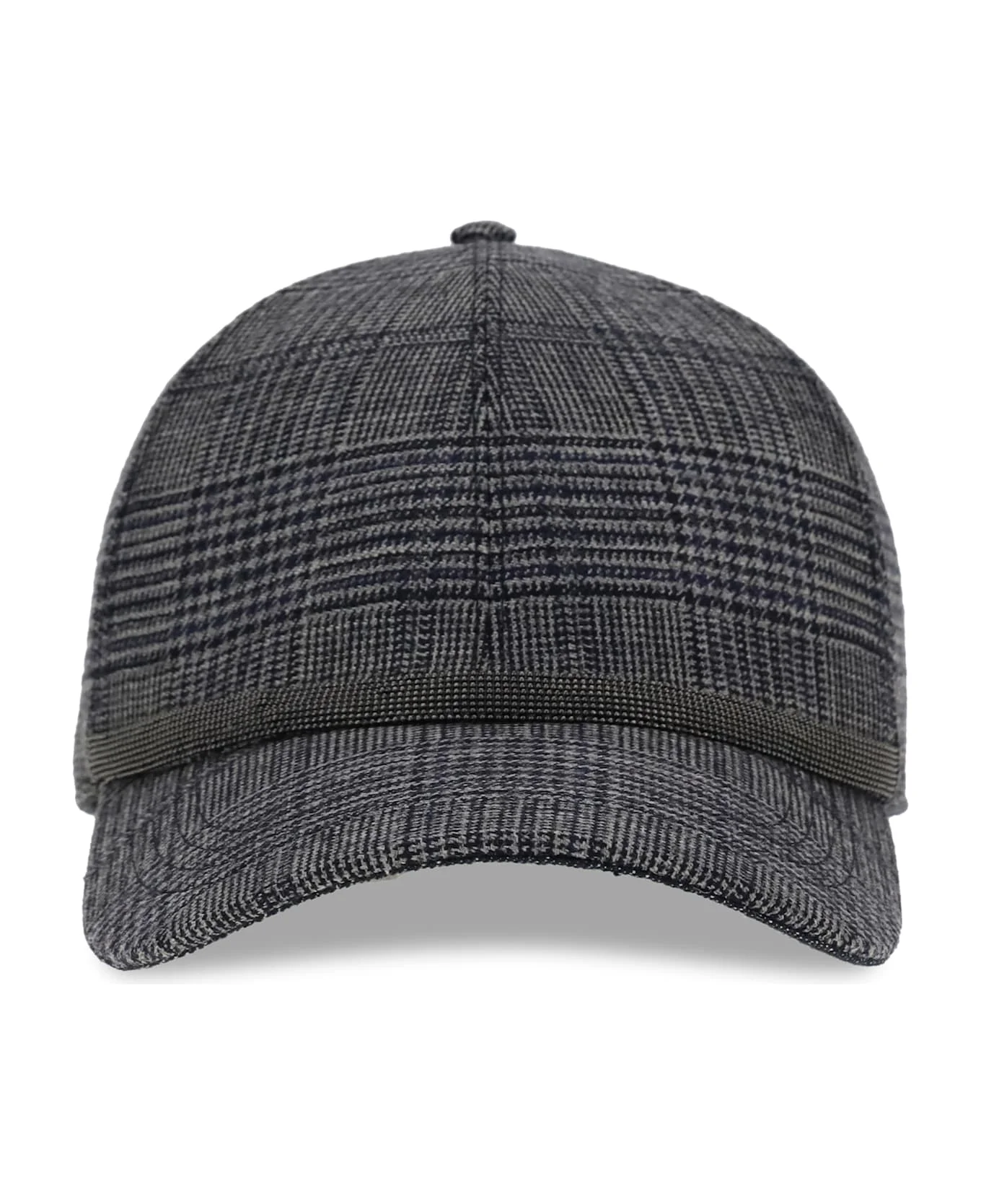 Prince Of Wales Fabric Baseball Hat With Shiny Band - 1