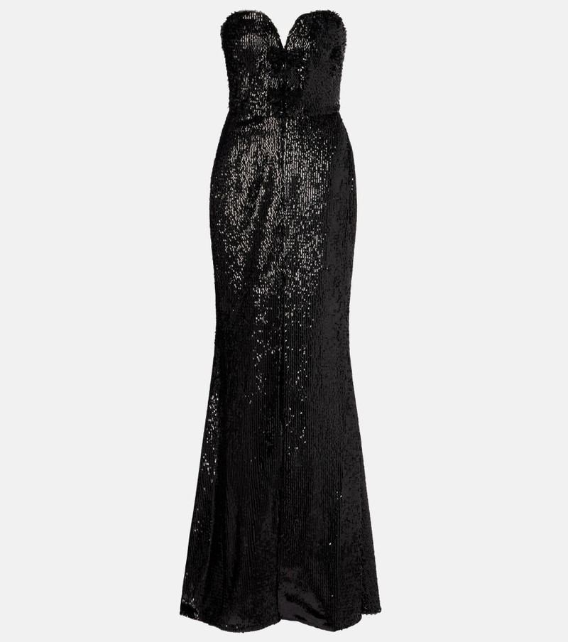 Sequined strapless silk-blend gown 1