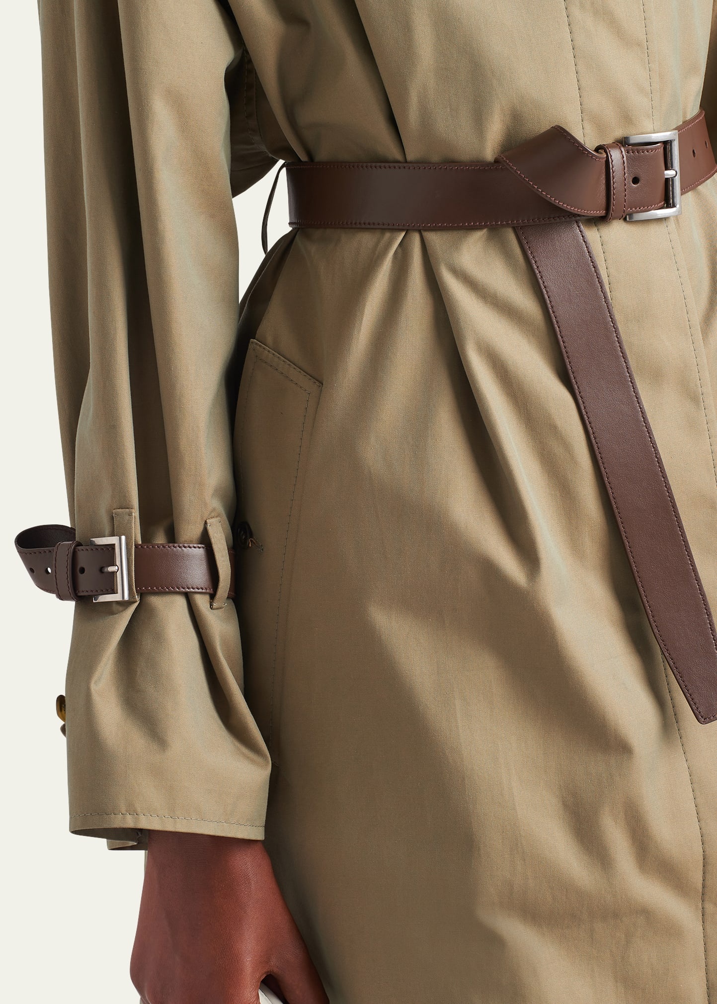 Single-Breasted Cotton Twill Trench Coat - 4