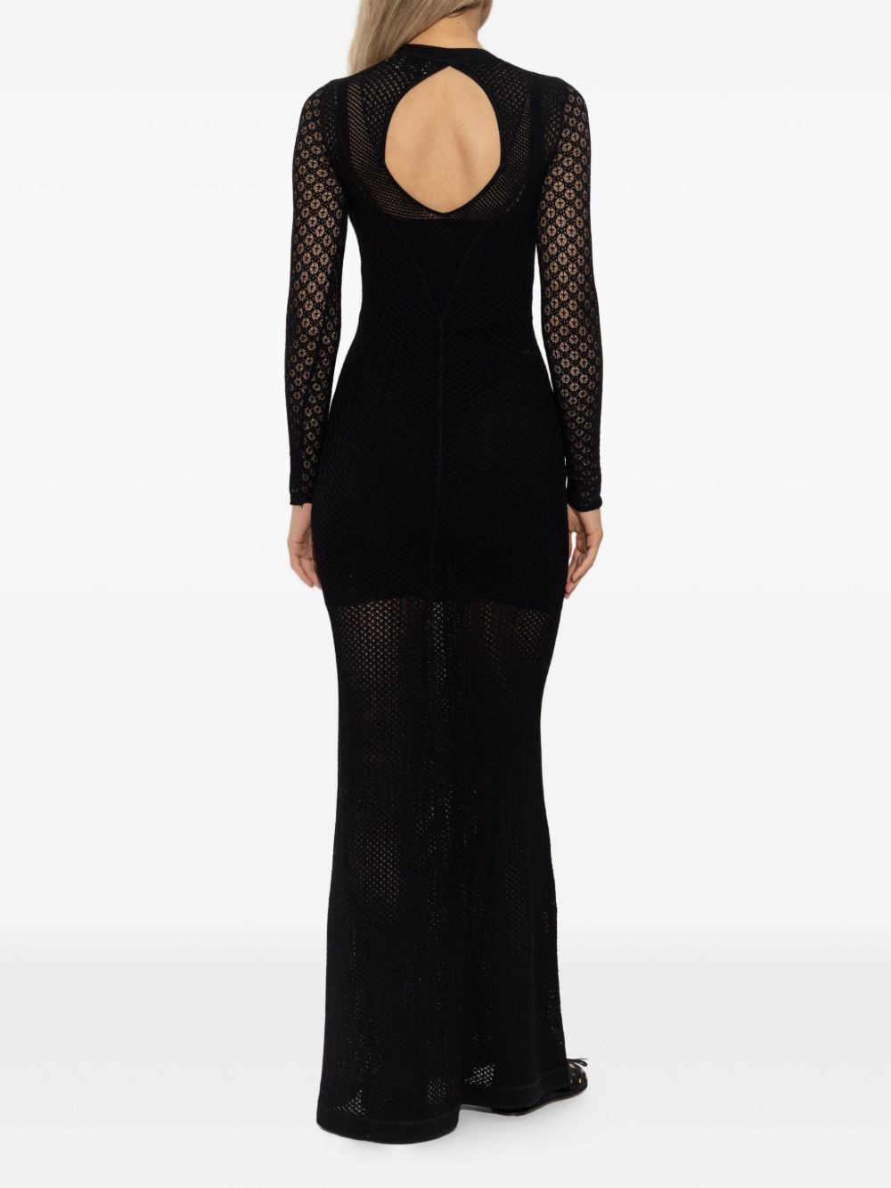 open-back knitted maxi dress - 3