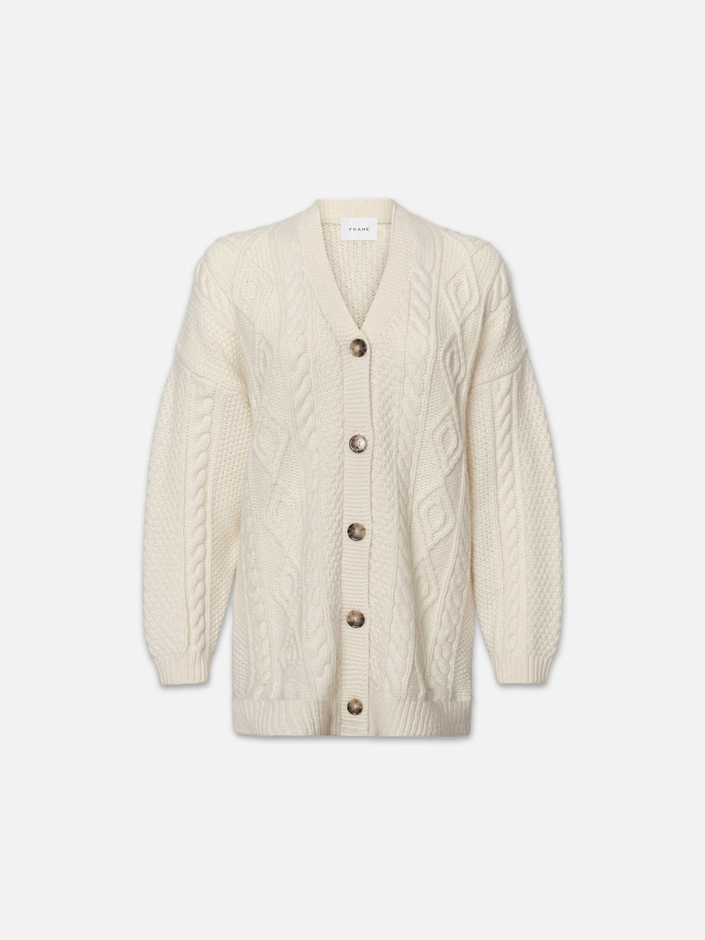Oversized Cableknit Cardigan in Cream - 1