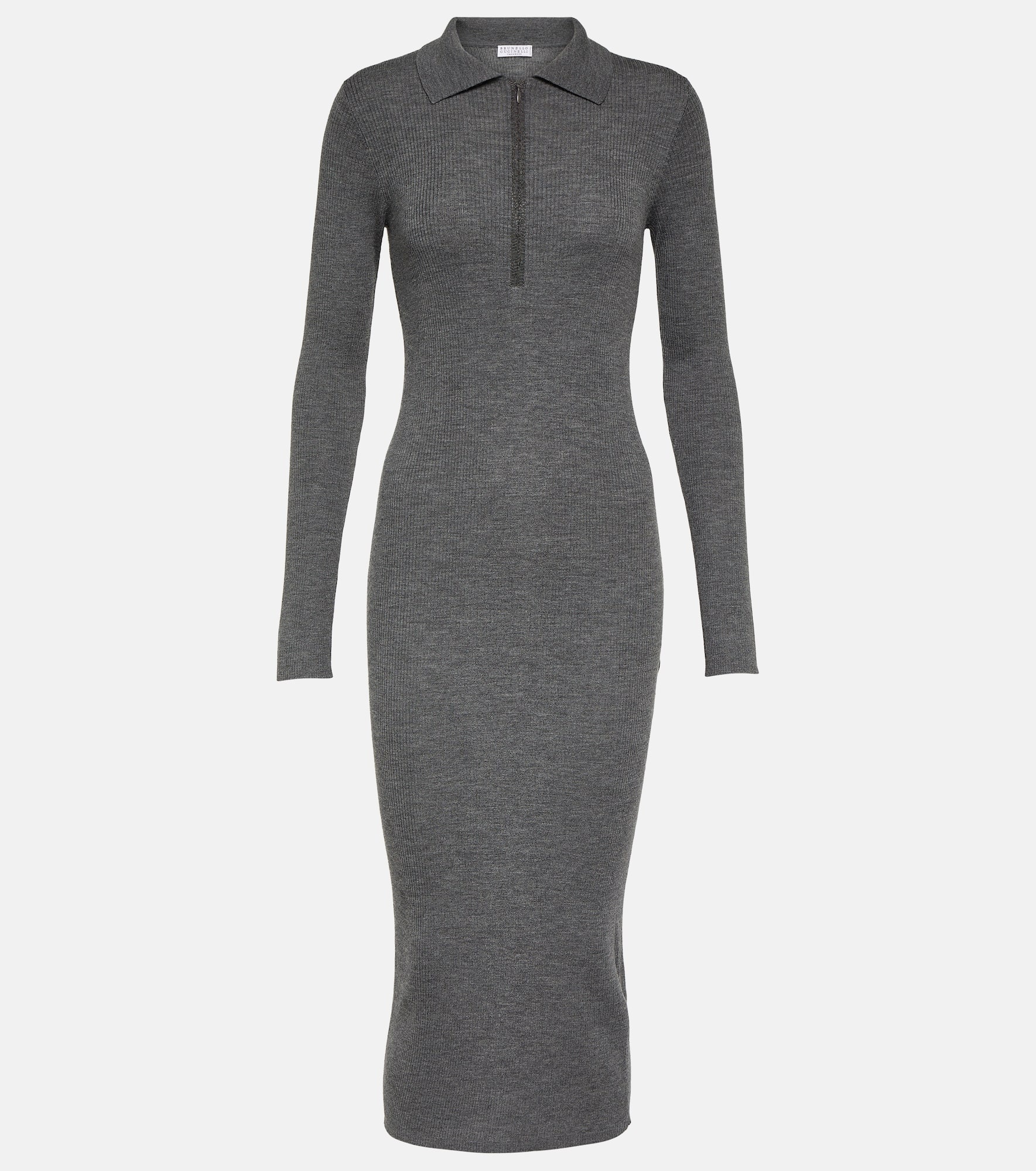 Ribbed-knit virgin wool and cashmere midi dress - 1