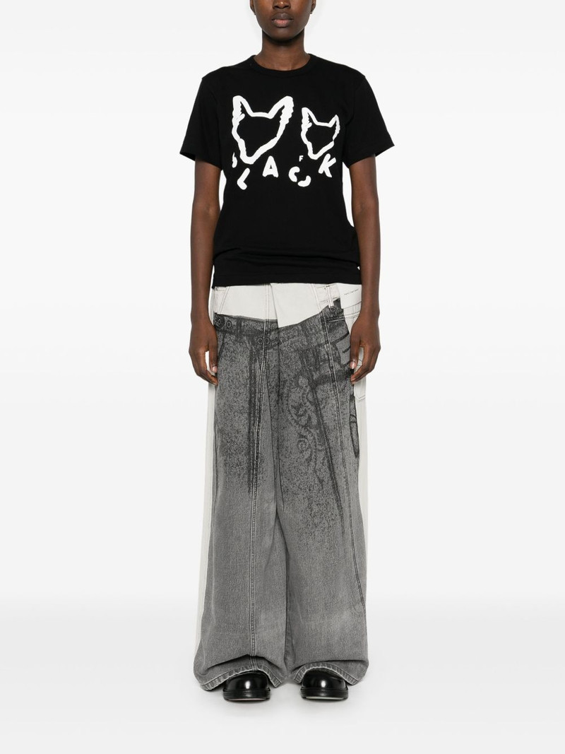 BLACK COMME des GARÇONS cat-print T-shirt outlook