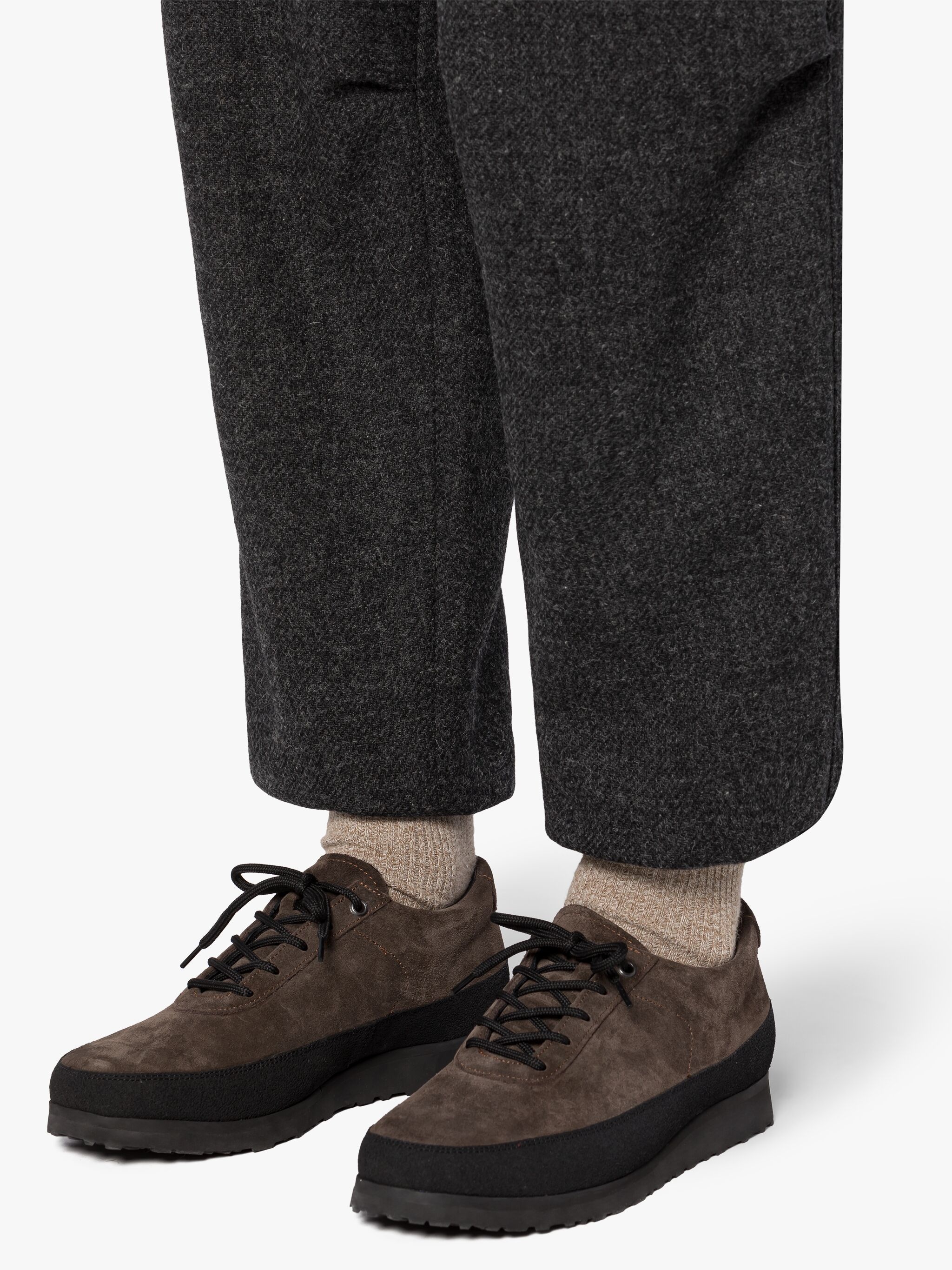 GREY WOOL CARGO TROUSERS - 6