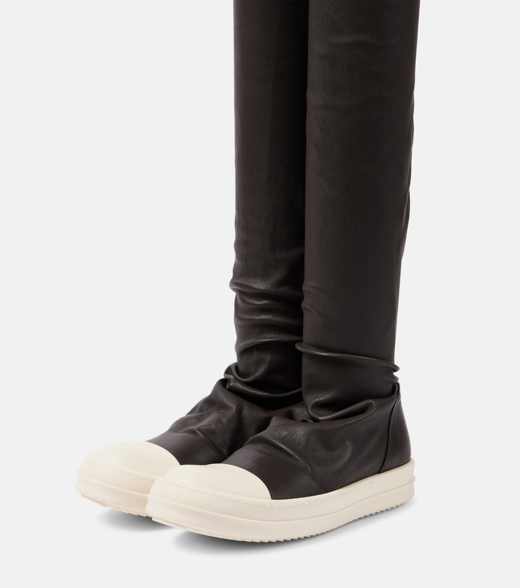 Stocking knee-high leather sneakers - 5