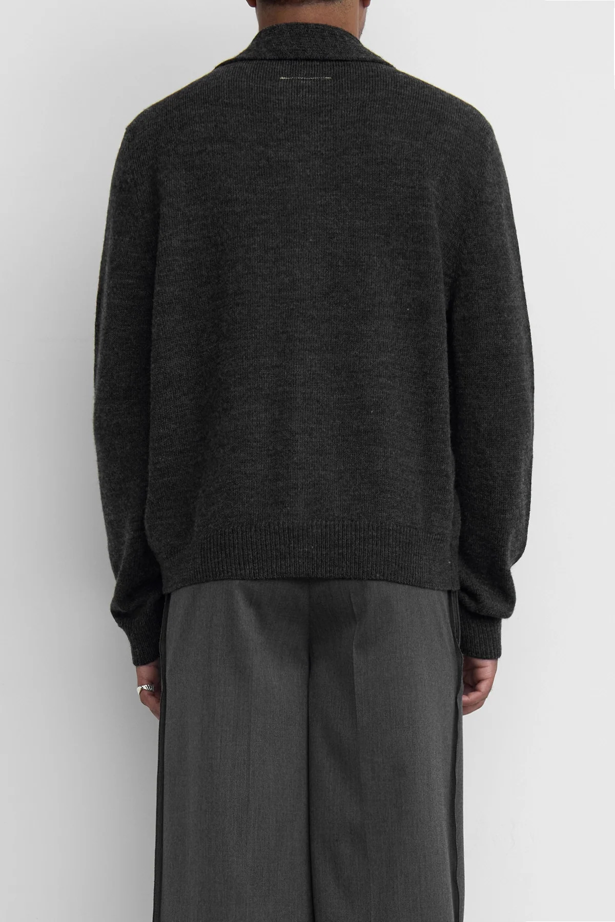 MM6 Integrated Scarf Cardigan Dark Grey Melange - 6