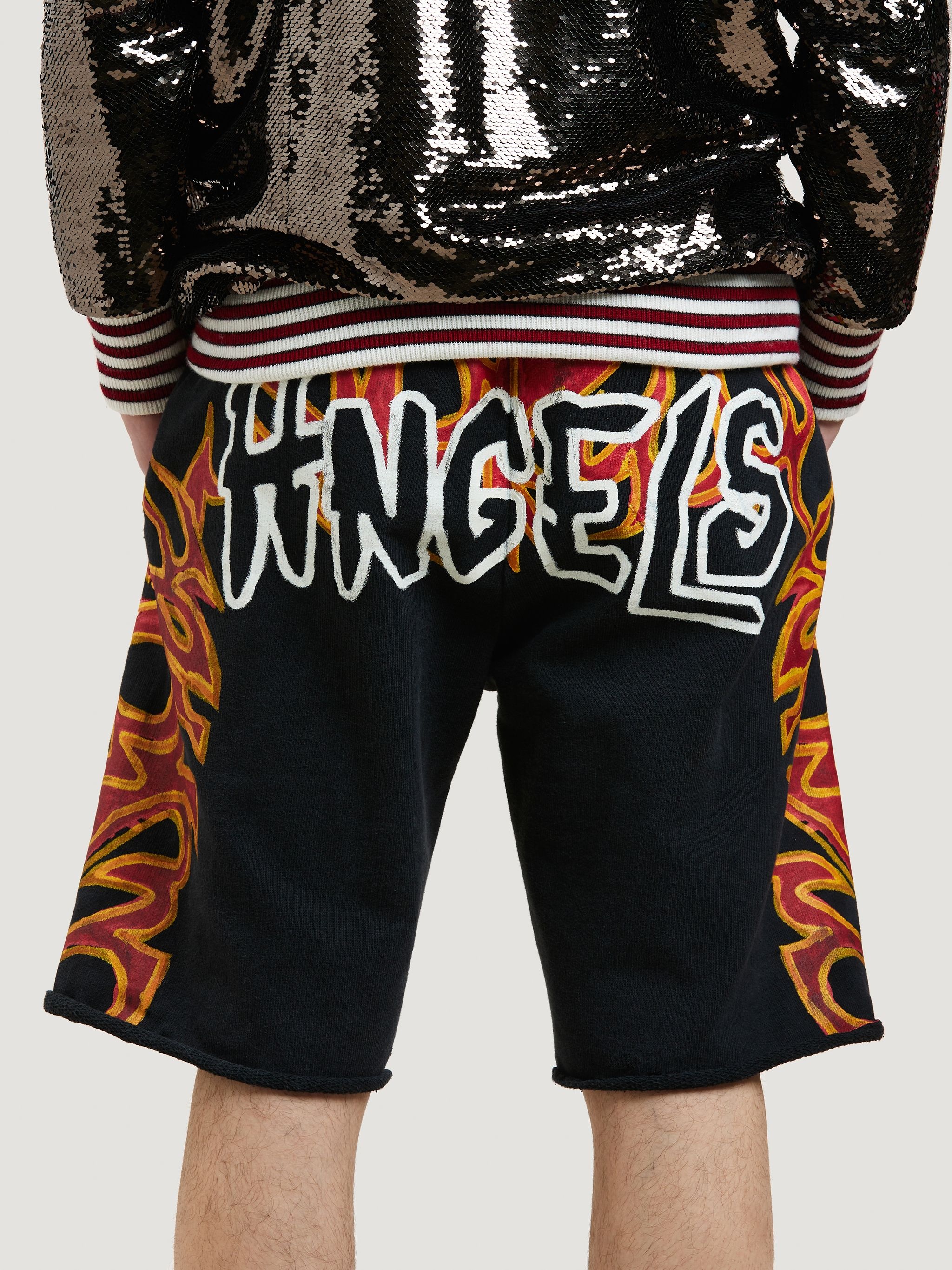 GARMENT DYE GRAFFITI FLAMES SWEATSHORTS - 6