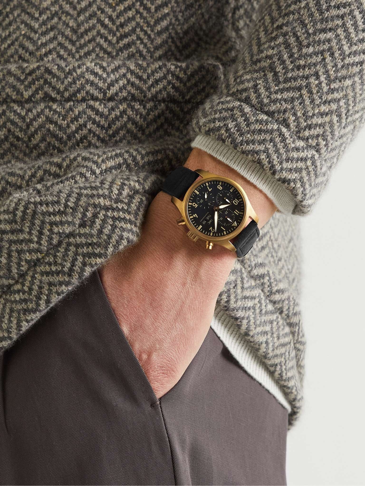 10 Years of MR PORTER Limited Edition Pilot Automatic Chronograph 41.1mm Bronze and Faux Suede Watch - 2